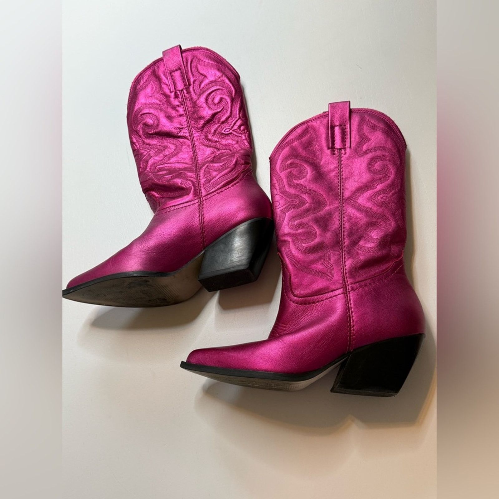 Steve Madden West Pink Metallic Cowgirl Boots Size US 6 / IT 36 - 4 Thumbnail