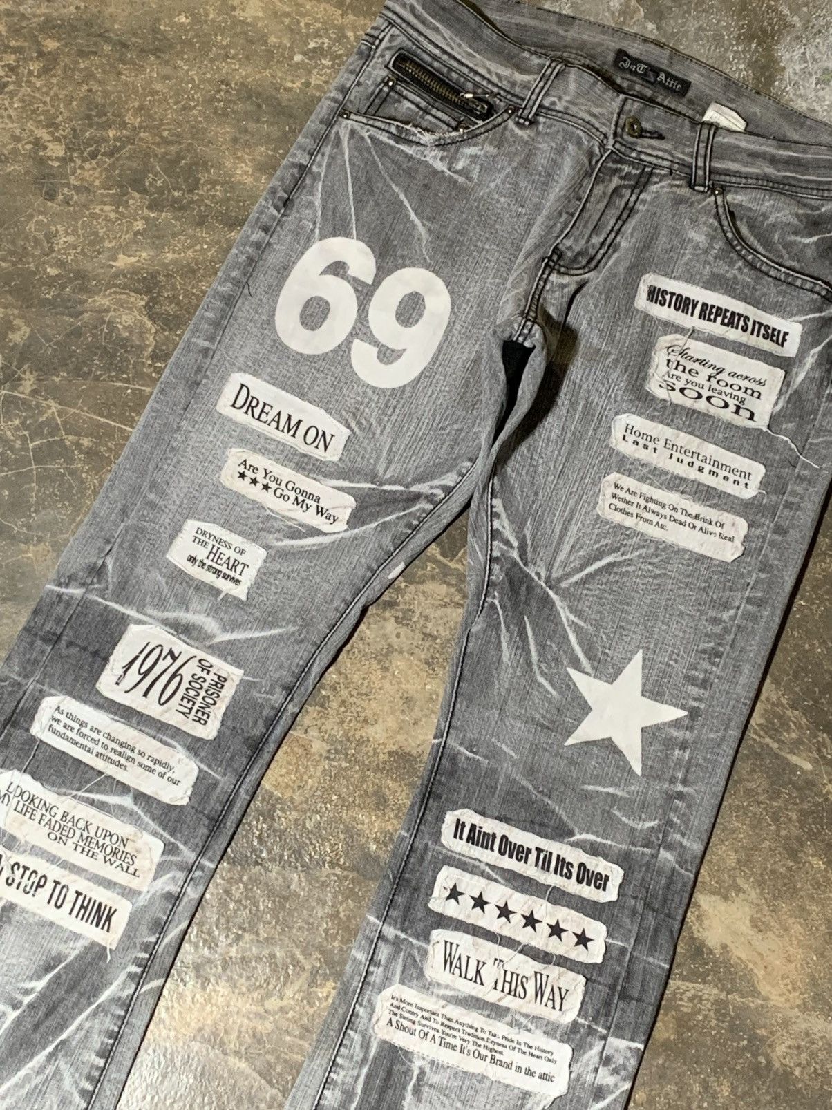 In The Attic Rare In The Attic Patchwork Denim Jeans Y2K Punk Archive Size US 33 - 2 Thumbnail