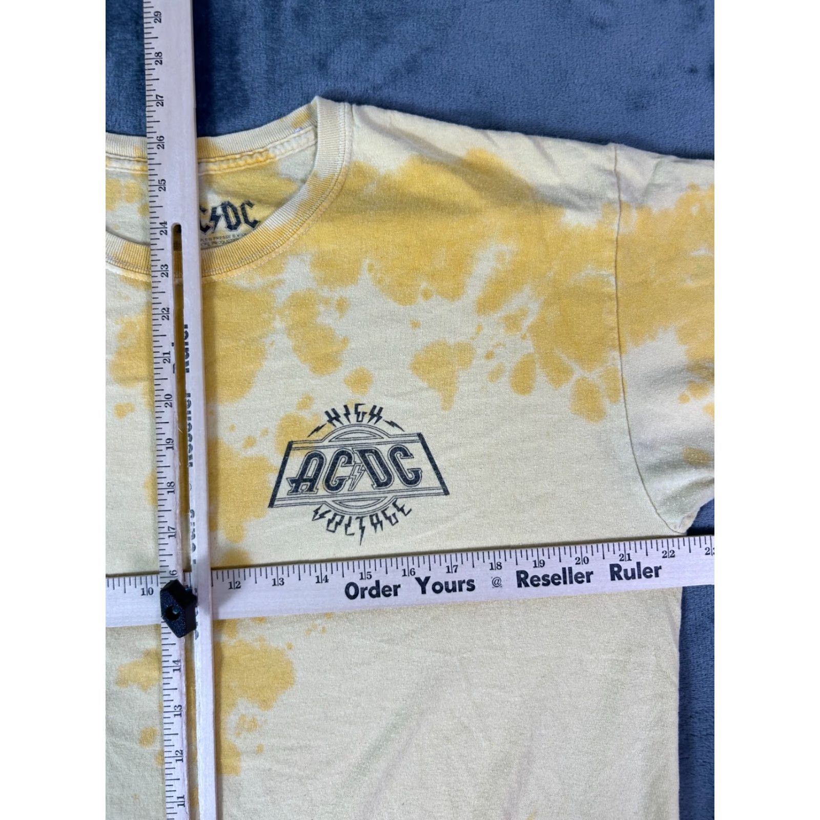 Vintage AC/DC High Voltage Tie Dye Band T-Shirt Men’s L Yellow Bleach Graphic Rock Tee Size US L / EU 52-54 / 3 - 5 Thumbnail