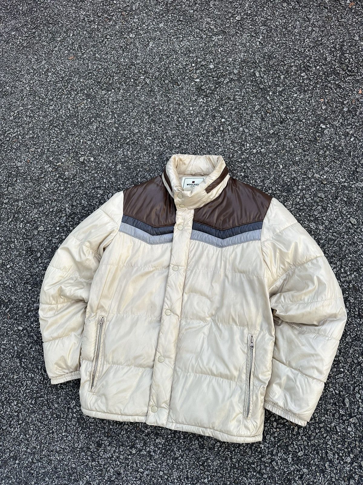 Woolrich Cream Bubble Puffer Jacket