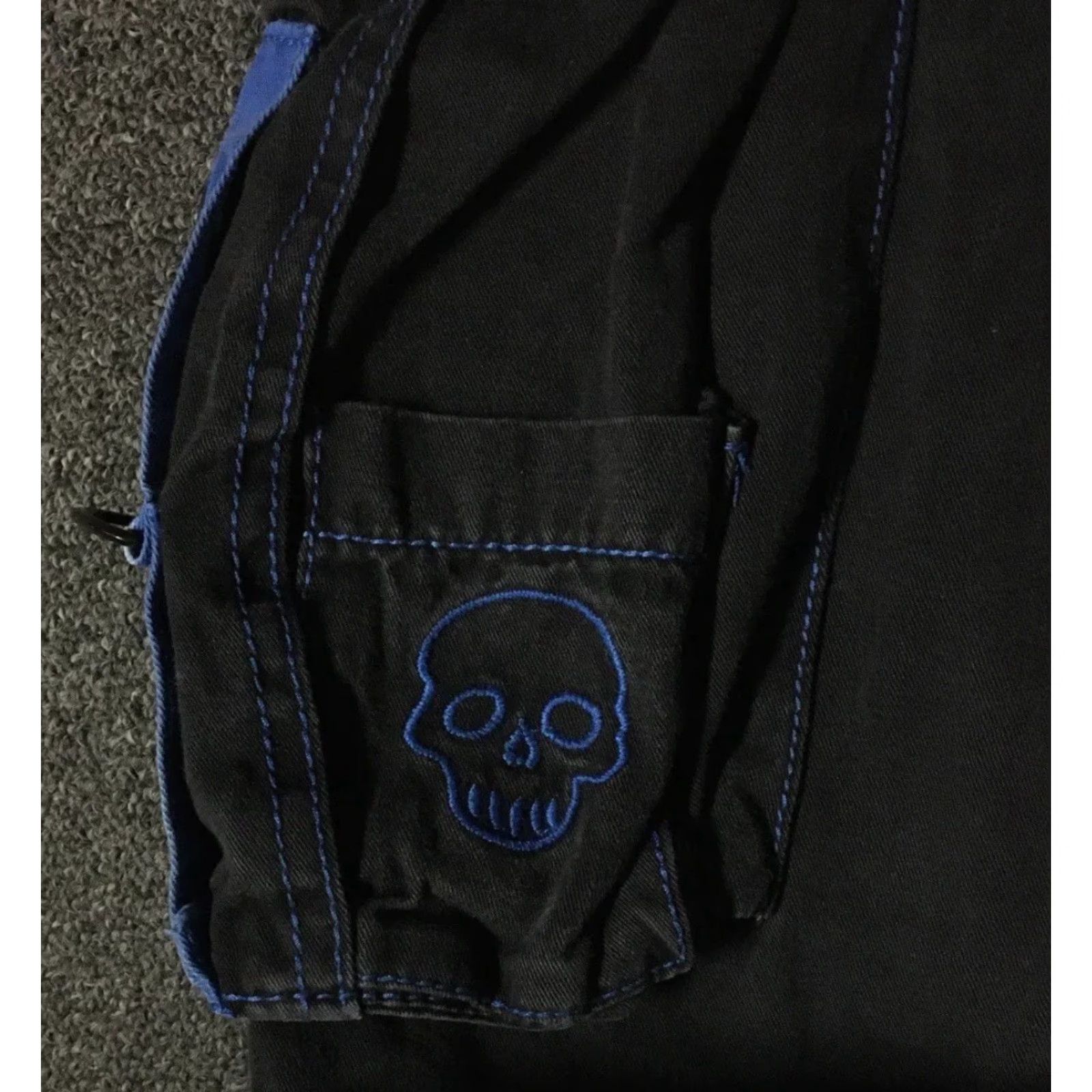 JNCO VINTAGE Tripp NYC Pants Mens Black 34 Wide Leg Jeans Cargo 90s Goth Punk Rave Grunge Skater Baggy Studded Zippers Pockets Leather Chains Size US 34 / EU 50 - 3 Thumbnail