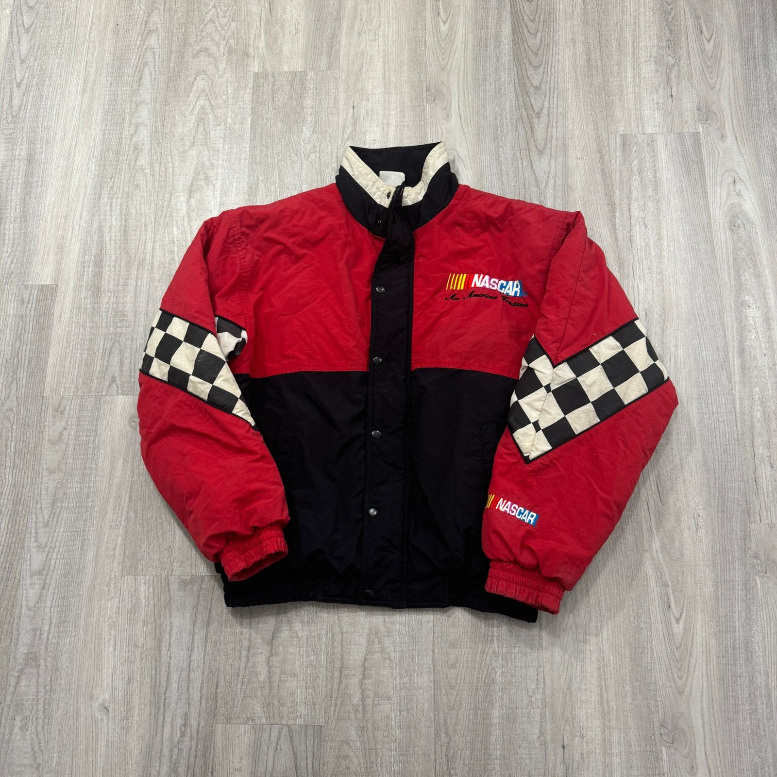 Vintage Vintage Nascar Racing Puffer Jacket Men's Medium Red Black ...