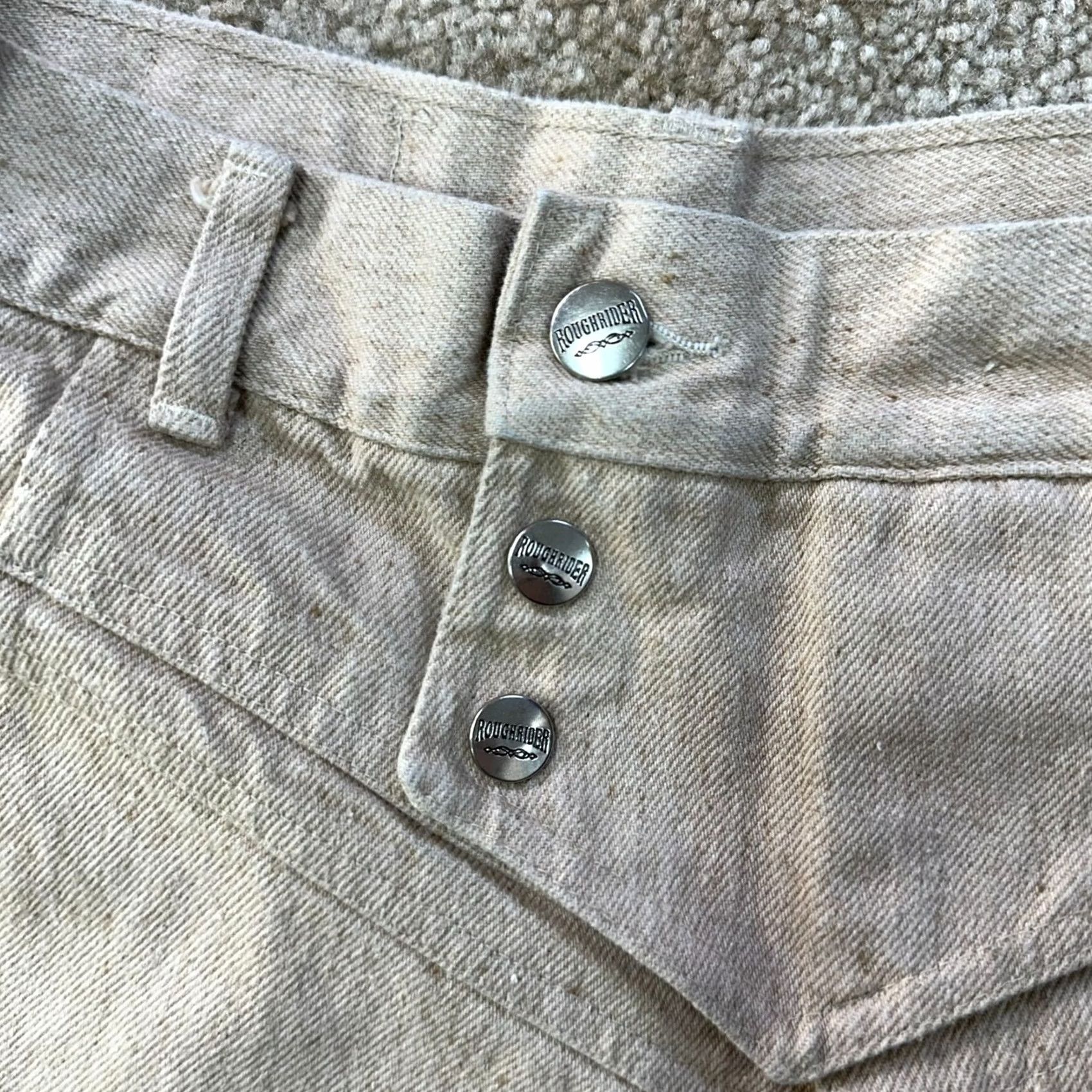 Vintage VINTAGE Roughrider by Circle T Jeans Women's 13/14 30x36 Beige Denim 5-Pocket Straight Jeans Mens/ Womens Size 36" / US 14 / IT 50 - 5 Thumbnail