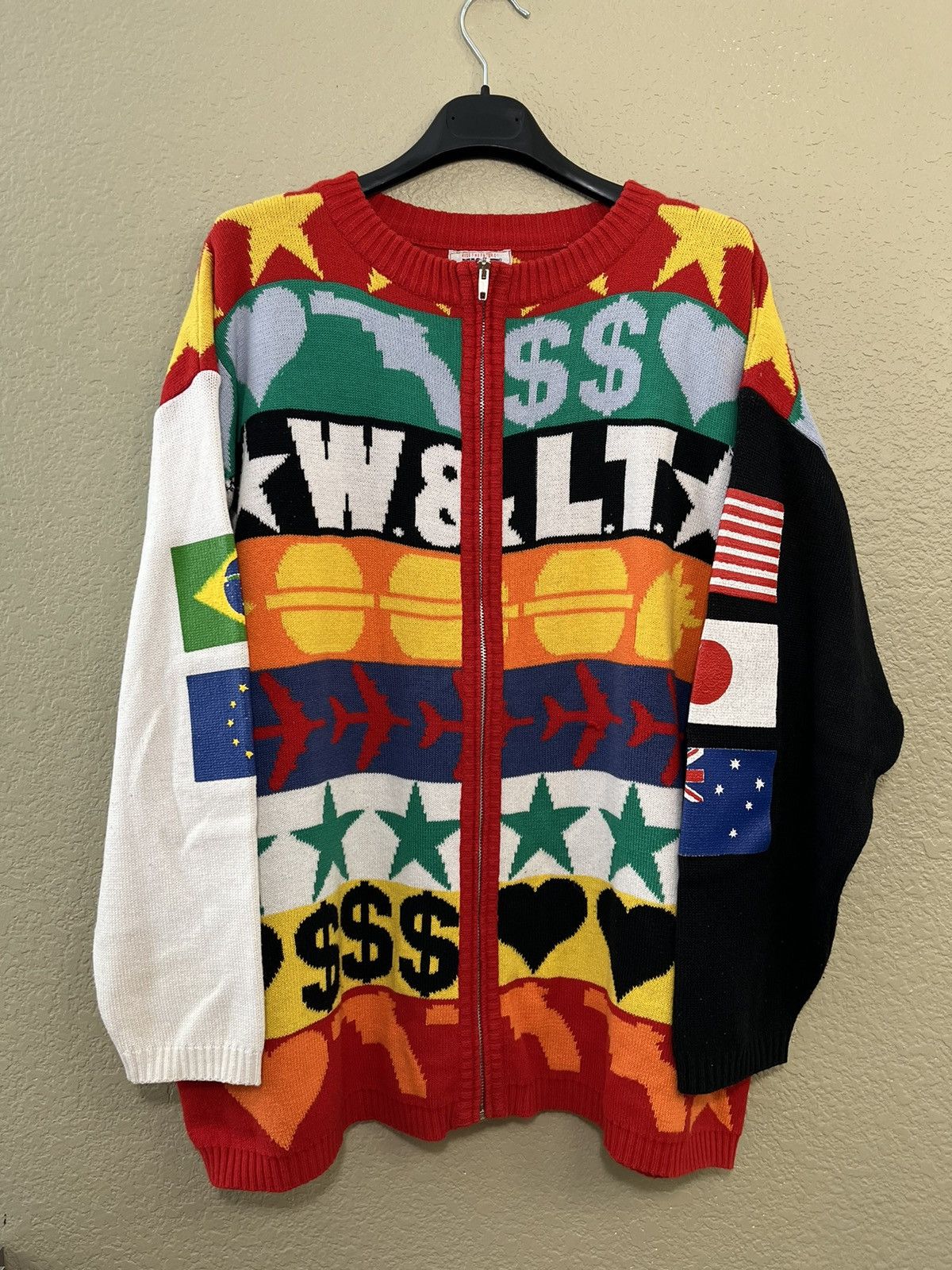 Walter Van Beirendonck W&LT Walter Van Beirendock 90's Logo Knit Zip Sweater Size US L / EU 52-54 / 3 - 1 Thumbnail