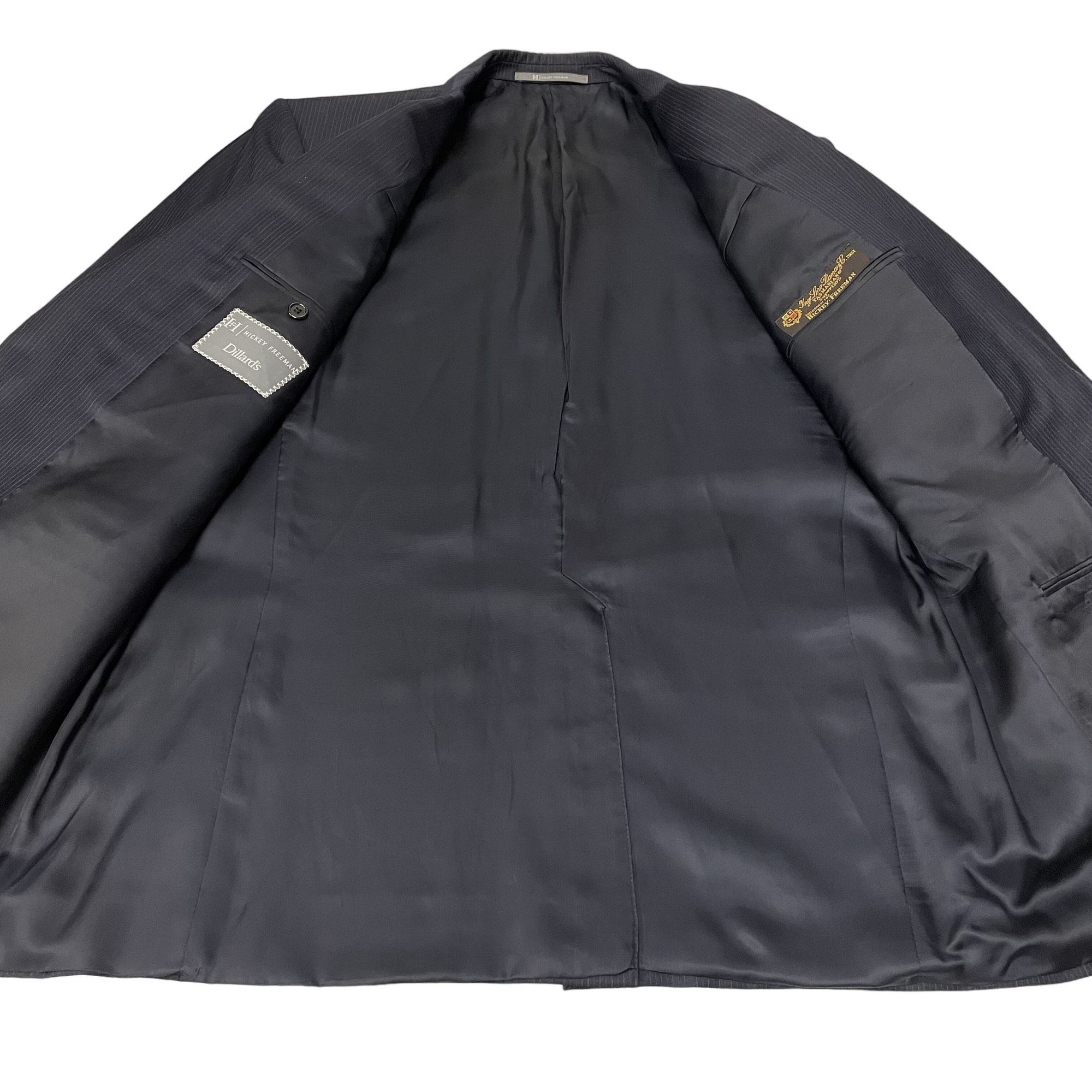 Hickey Freeman Vtg Hickey Freeman Loro Piana Navy Blue Pinstripe Sport Coat Size 44R - 8 Thumbnail