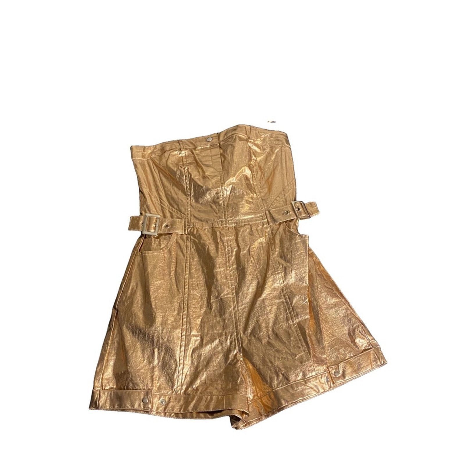 Urban Outfitters Urban Outfitters Metallic Gold Strapless Romper Small Size S / US 4 / IT 40 - 3 Thumbnail