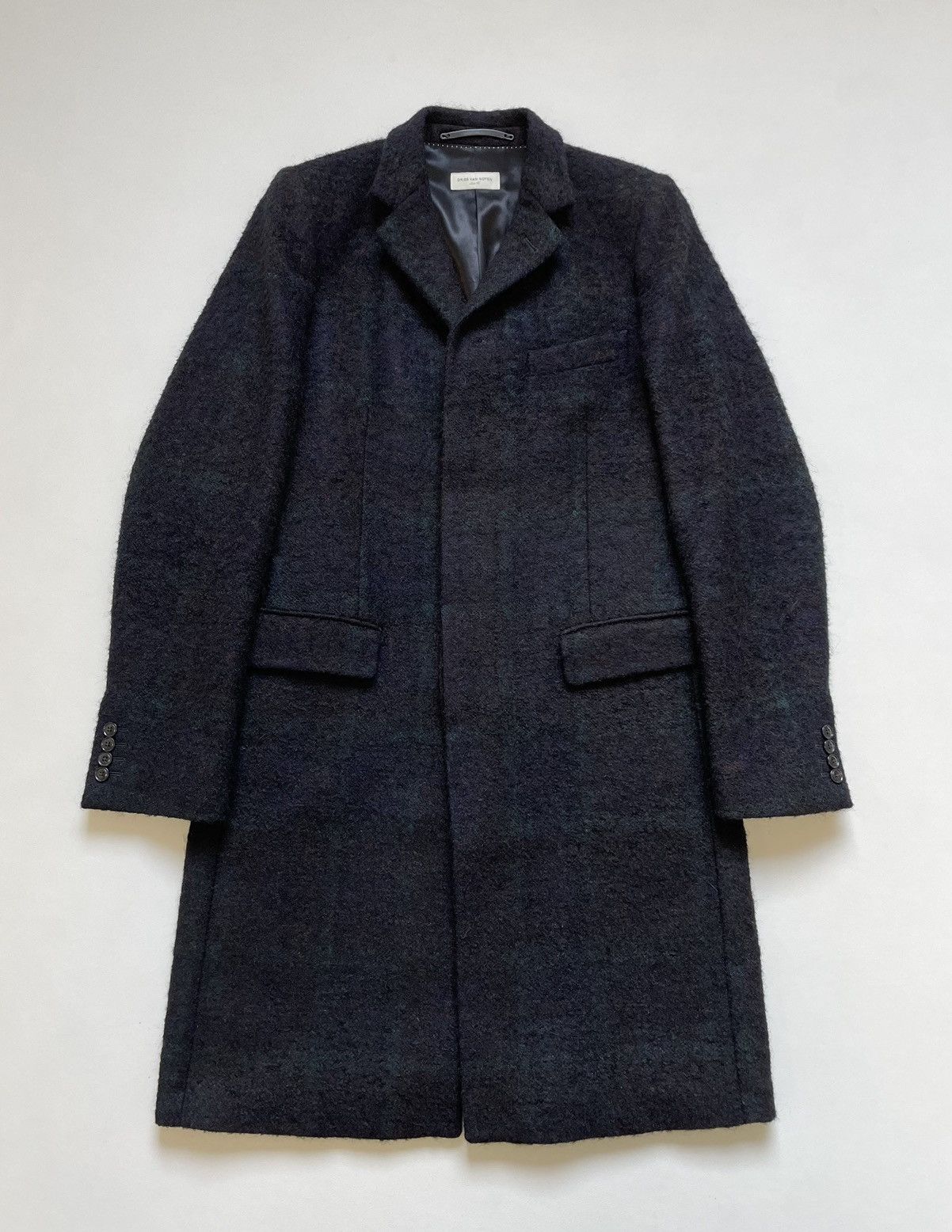 Dries Van Noten Black Boucle Check Wool Overcoat Size US S / EU 44-46 / 1 - 19 Thumbnail