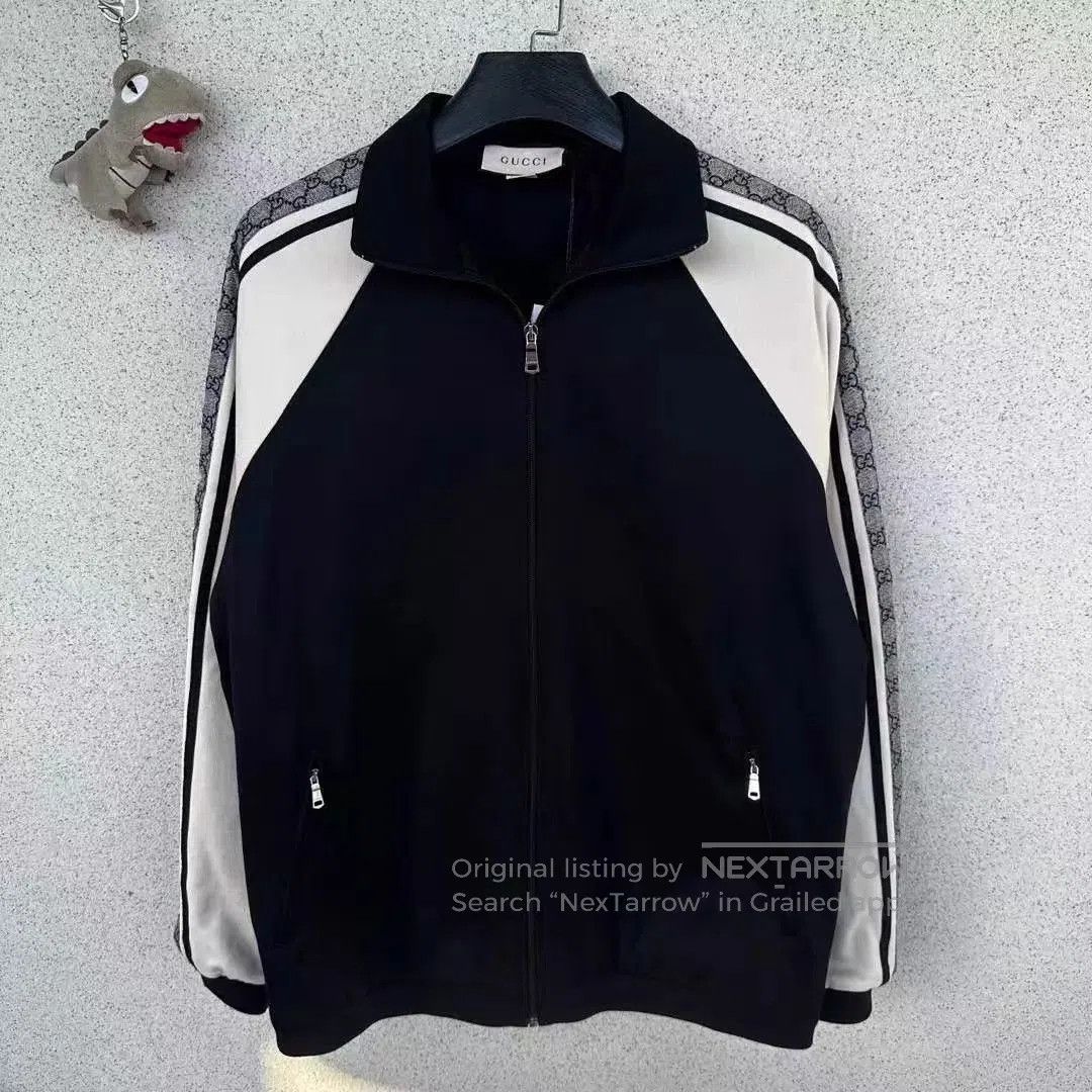 Gucci Black Zip-Front Track Jacket with Contrast Panels. Size US M / EU 48-50 / 2 - 1 Thumbnail