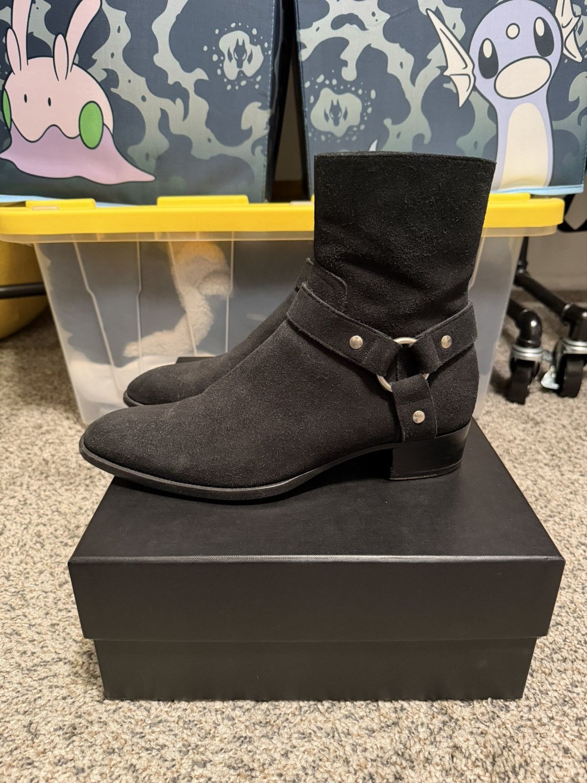 Saint Laurent Paris RARE FW13 Black Suede Harness Boot Size US 10.5 / EU 43-44 - 4 Thumbnail