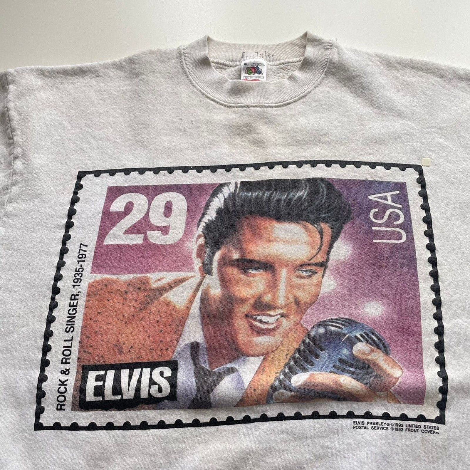 Band Tees × Vintage Vintage 90s Elvis Postage Stamp Graphic Crewneck Small Boxy Size US S / EU 44-46 / 1 - 2 Thumbnail