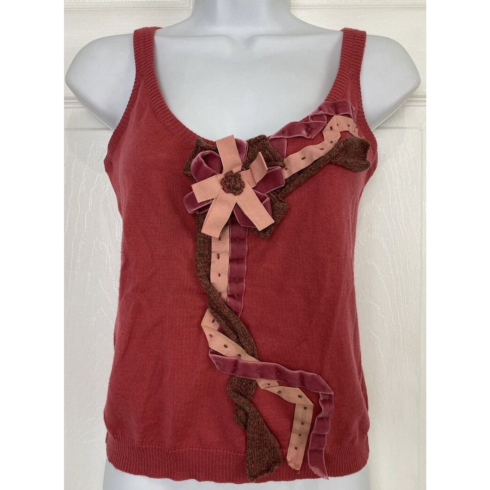 Moschino Moschino Cheap & Chic Wool Velvet Bow Camisole Blouse Pink Size M / US 6-8 / IT 42-44 - 1 Thumbnail