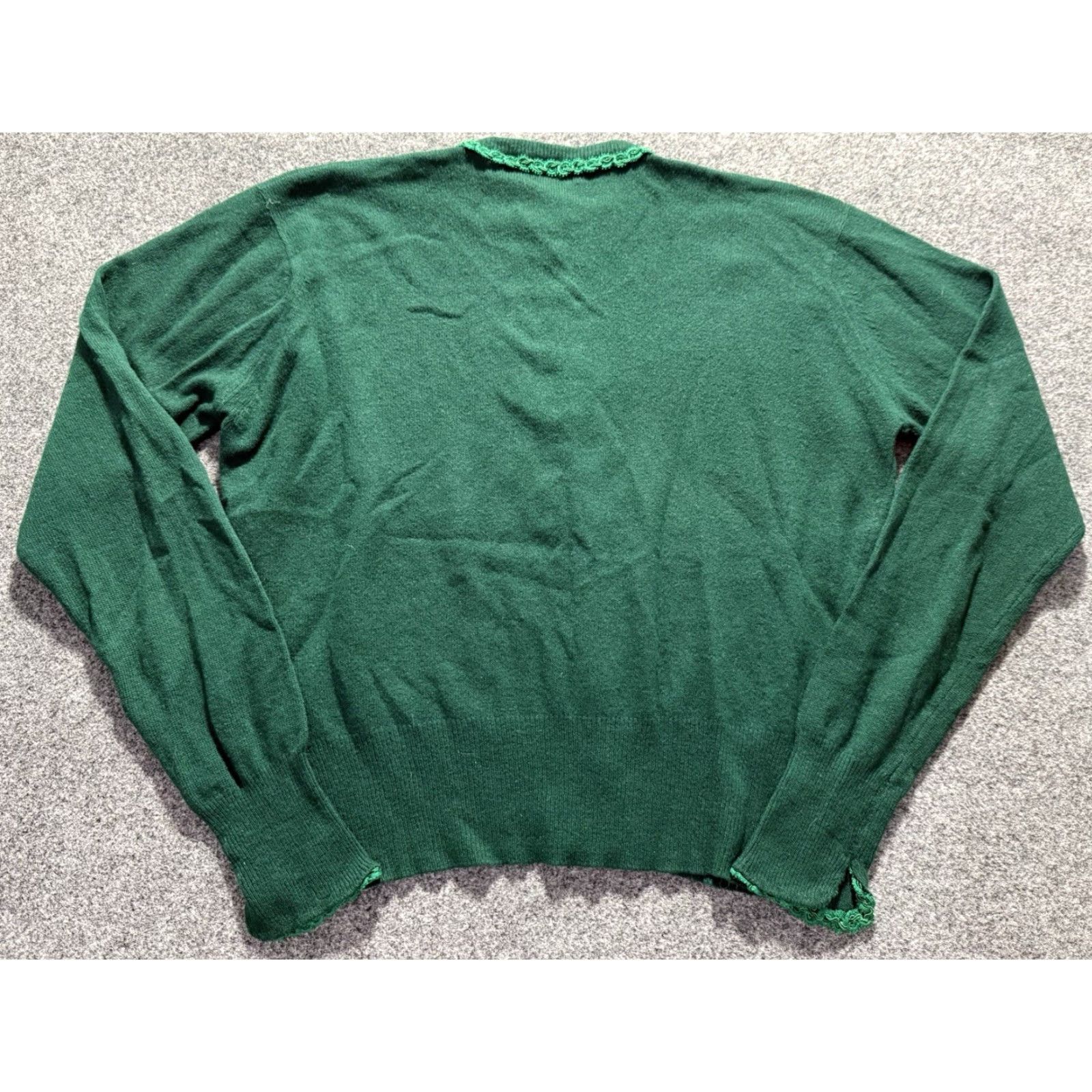 Lee VINTAGE Barbara Lee Cardigan Sweater Green XS/S 1950s Cashmere Pearl Buttons Womens Rockabilly Size XS / US 0-2 / IT 36-38 - 2 Thumbnail