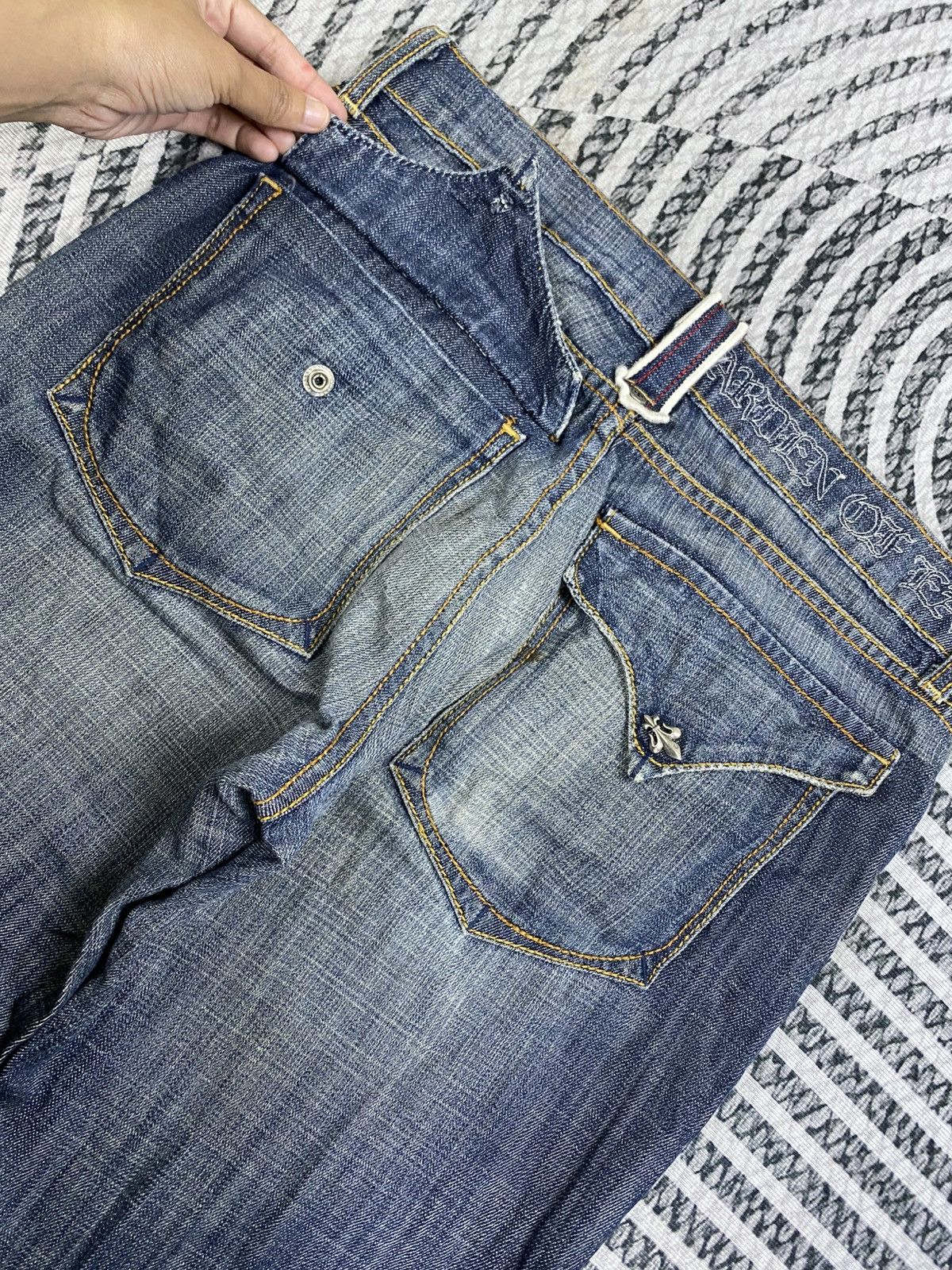 If Six Was Nine FLARED Garden Of Earthly Delights Distressed Denim Jeans Size US 33 - 9 Thumbnail