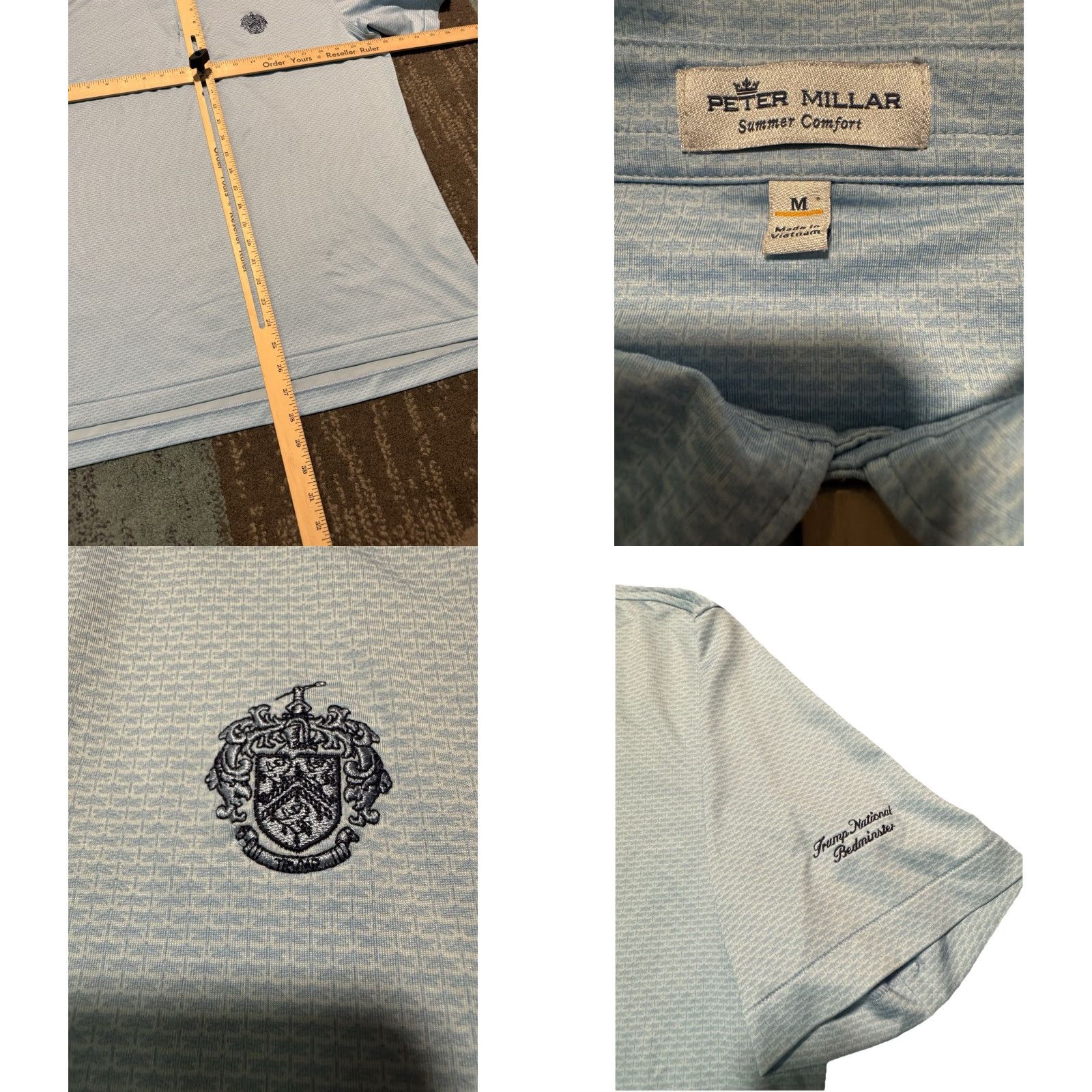 Peter Millar Peter Millar Polo Mens Medium Blue Golf Bedminster Trump National Summer Comfort Size US M / EU 48-50 / 2 - 9 Thumbnail