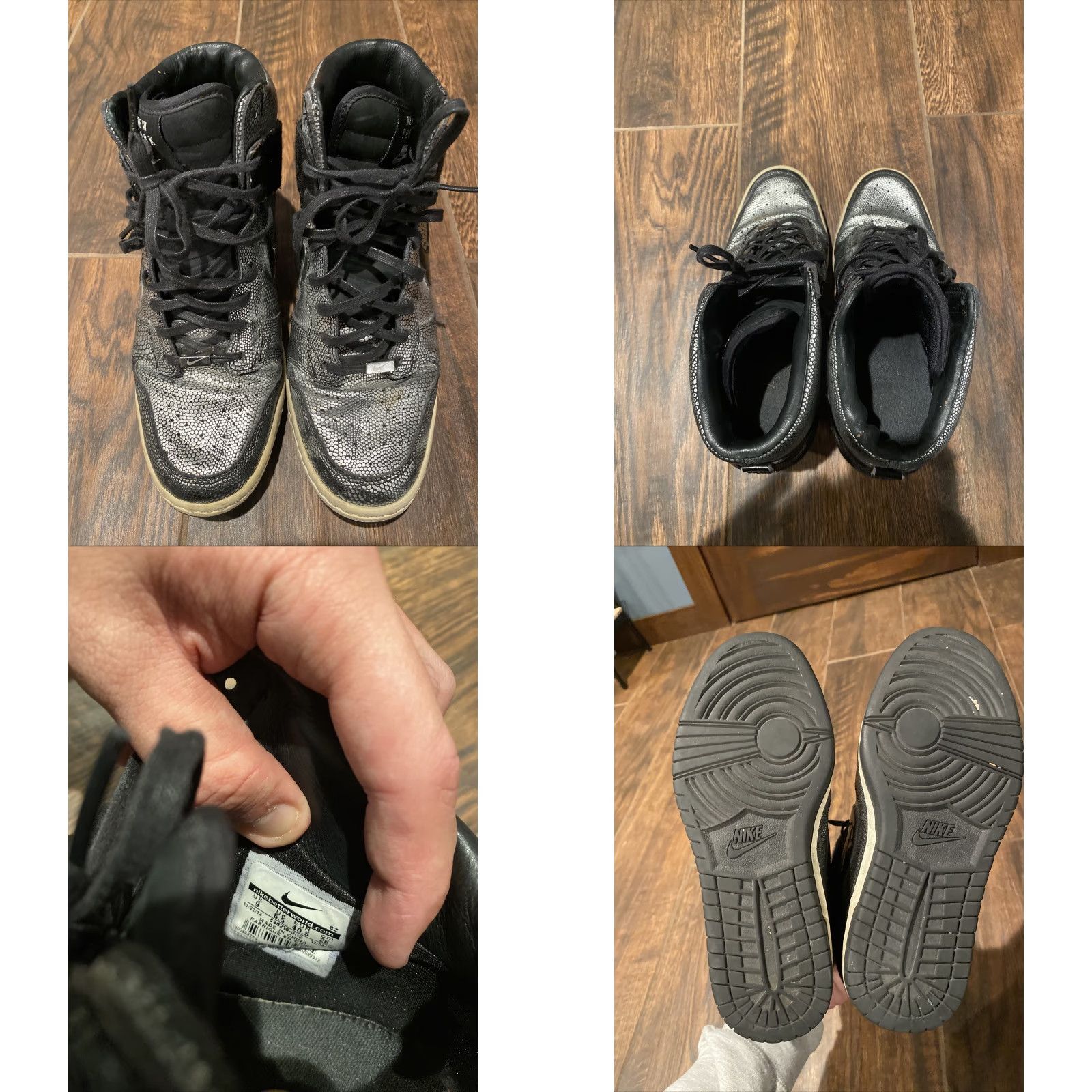 Nike Nike Dunk Sky Hi City FW QS NYC Hidden Wedge Heel Black Silver 9 Women Leather Sneaker Size US 9 / IT 39 - 8 Thumbnail
