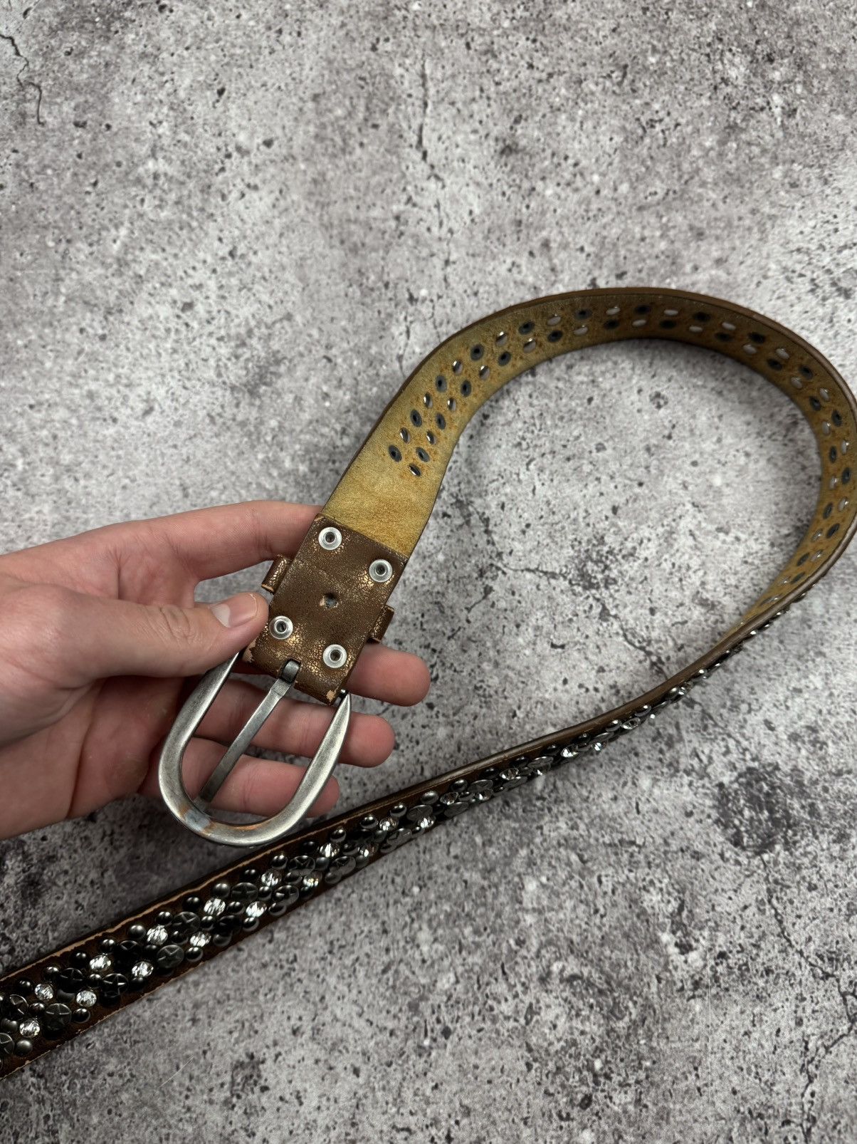 Japanese Brand 00’s NUMBER NINE STYLE STUDDED PUNK STAR Y2K BELT VINTAGE Size ONE SIZE - 4 Thumbnail