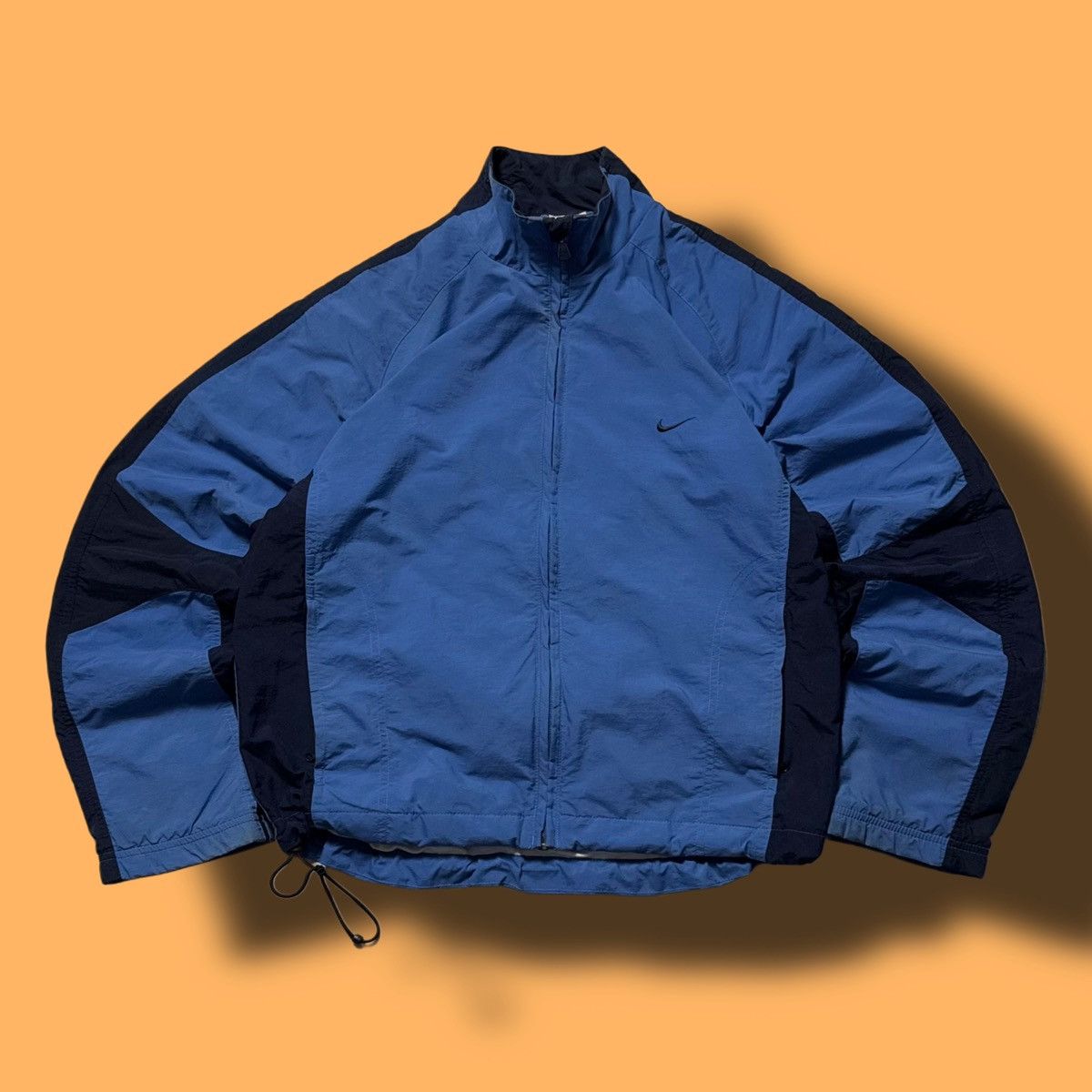 Nike × Vintage 00s Nike Vintage Mini Swoosh Oversize Drill Track Jacket Y2K Size US S / EU 44-46 / 1 - 1 Thumbnail