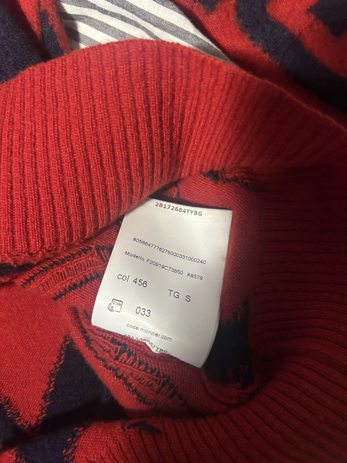Moncler Moncler Sweater Girocollo tricot red and navy Size US S / EU 44-46 / 1 - 5 Thumbnail