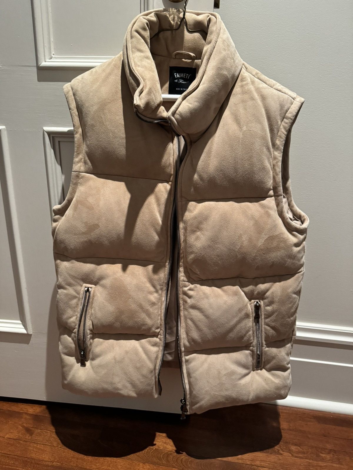 image of Italian Designers Emmeti Di Franco Beige Full Suede Gilet - Made In Italy, Men's (Size Medium)