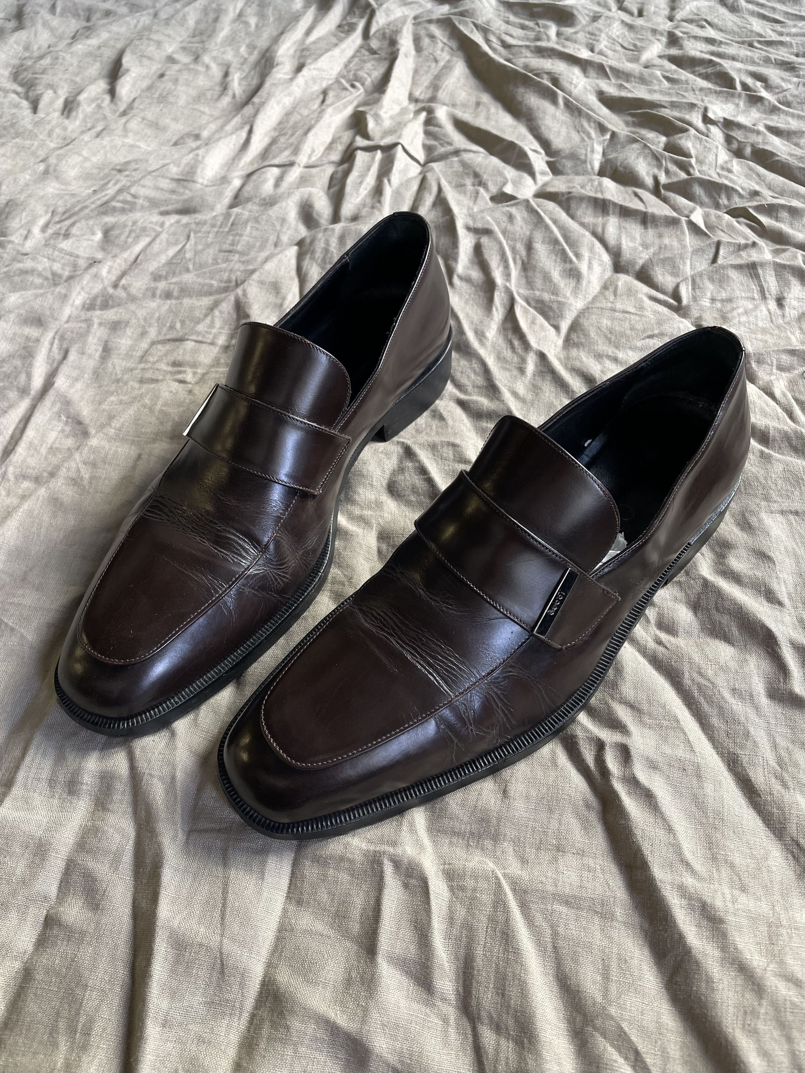 Gucci Gucci by Tom Ford Metal Logo Leather Formal Loafers 7800AC Size US 8.5 / EU 41-42 - 1 Thumbnail