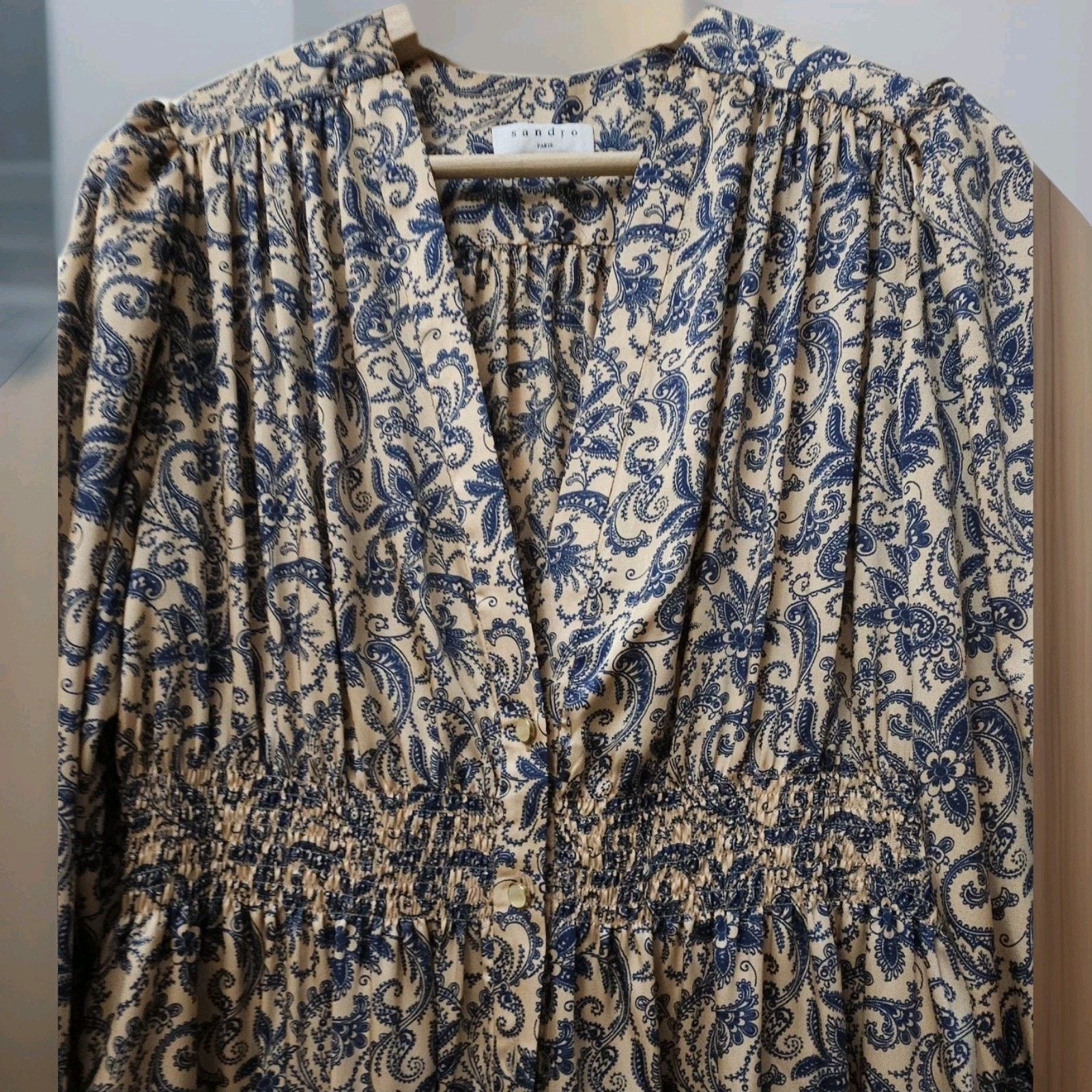 Sandro Sandro Paris Midi Dress Floral blue Beige Size 36 Size M / US 6-8 / IT 42-44 - 4 Thumbnail