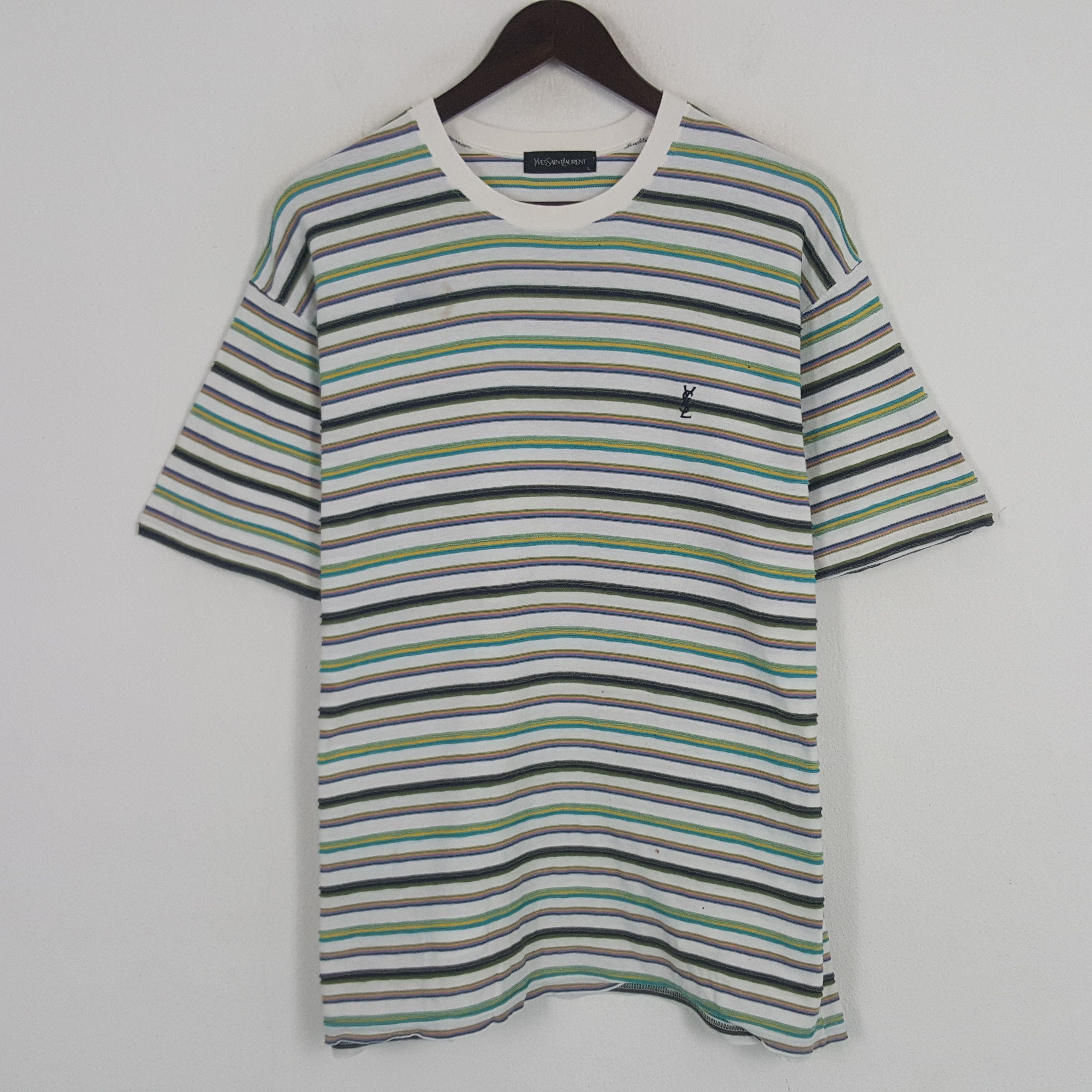 Vintage × Yves Saint Laurent Vintage Yves Saint Laurent Striped Tshirt Size US L / EU 52-54 / 3 - 1 Thumbnail