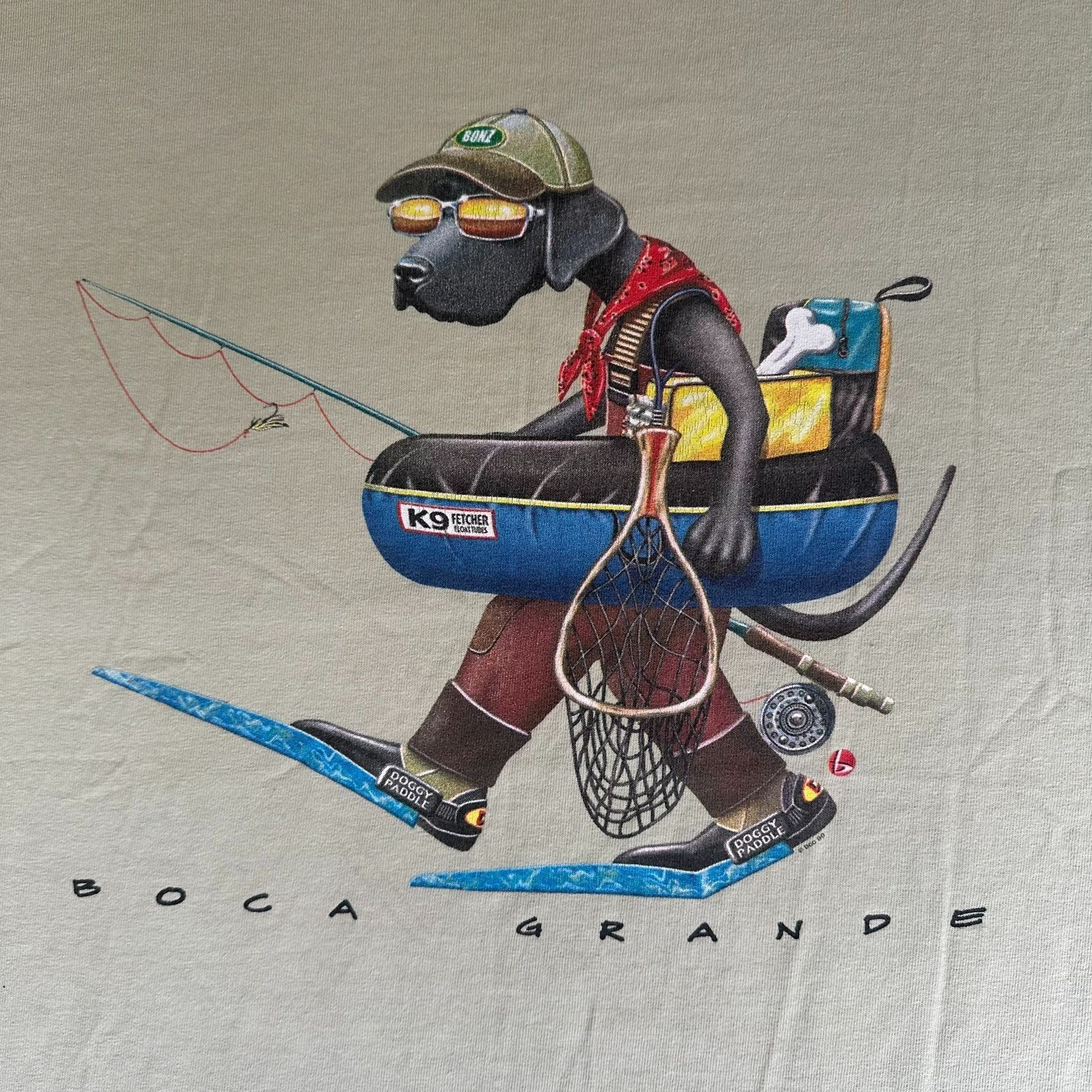 Vintage Vintage 90s Boca Grande Fishing Dog T-Shirt Preppy Boxy Beig Size US XL / EU 56 / 4 - 2 Thumbnail