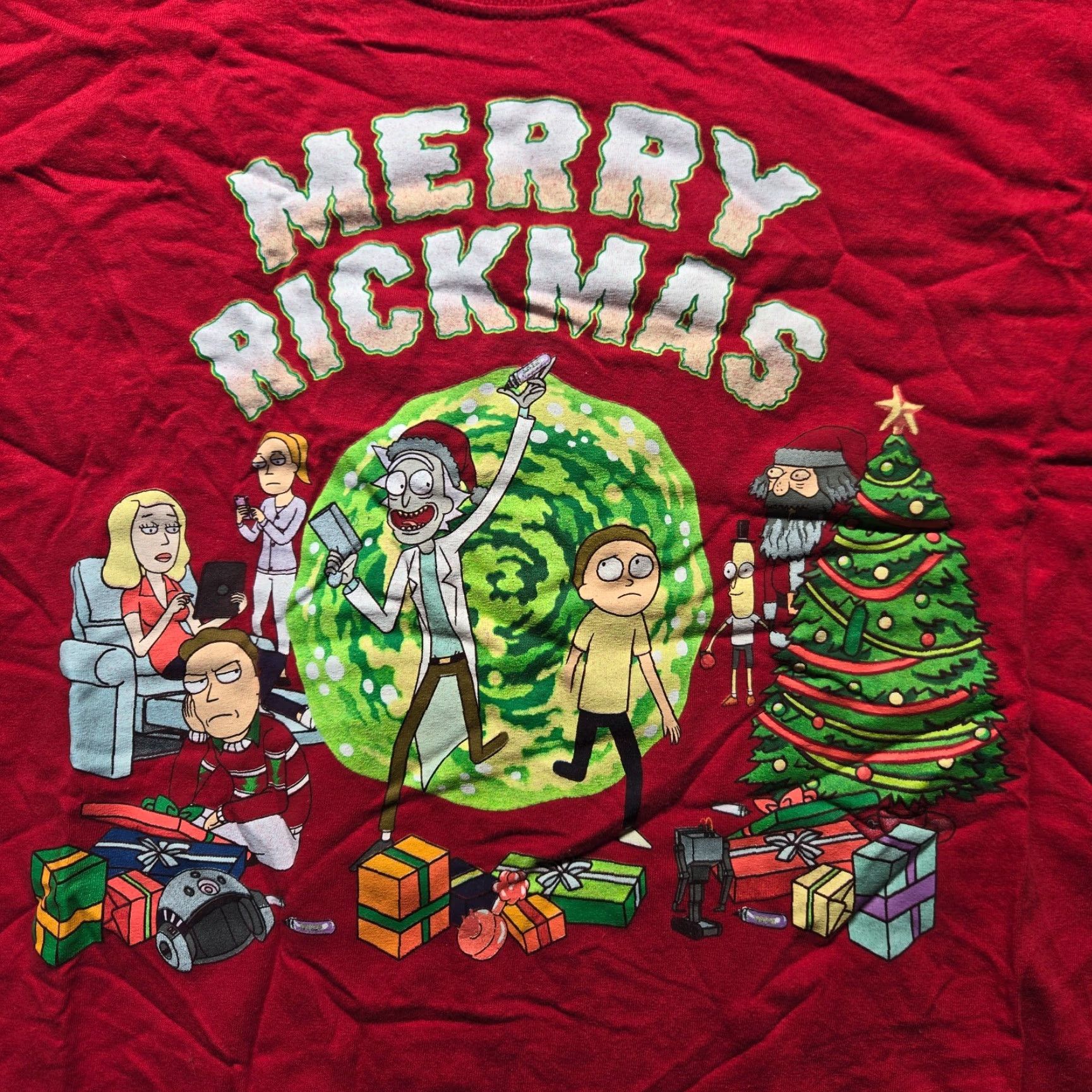 Swims Rick And Morty Shirt Adult XL Red Merry Rickmas Holiday Cartoon Mens Size US XL / EU 56 / 4 - 2 Thumbnail