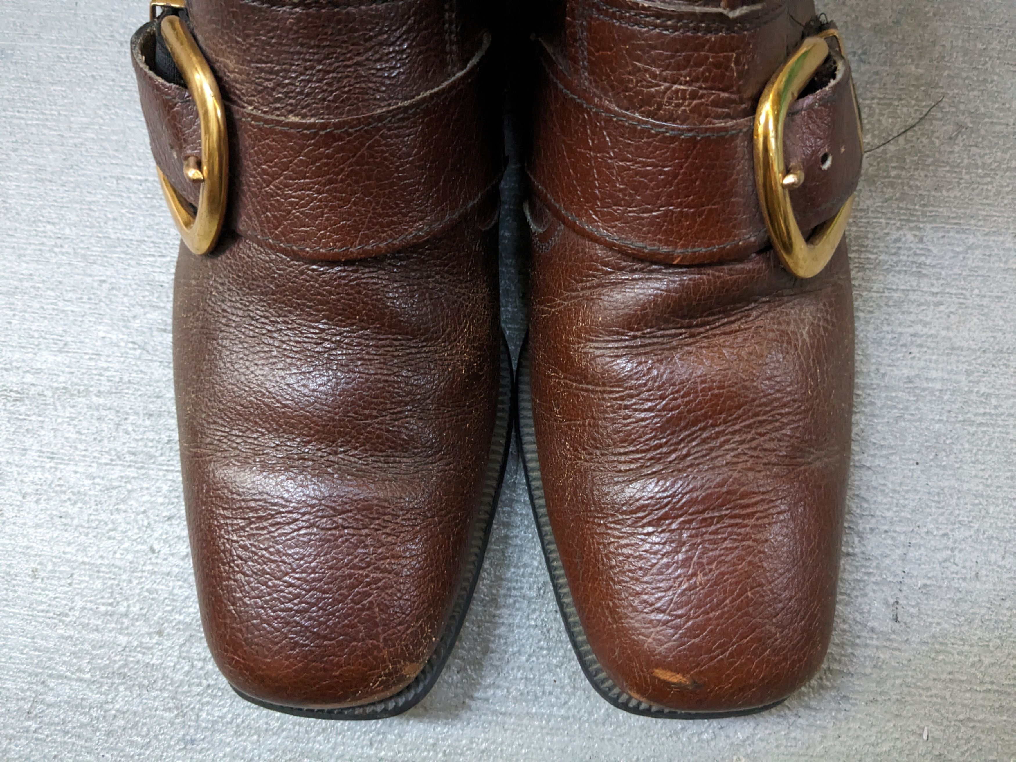 Genuine Leather Vintage Leather Side Zip Boots Brown 8.5 Buckle Botas Size US 8.5 / EU 41-42 - 3 Thumbnail