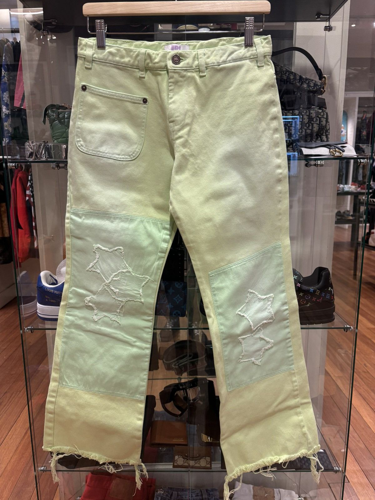 ERL ERL Green Star Patch Denim Size US 29 - 1 Thumbnail