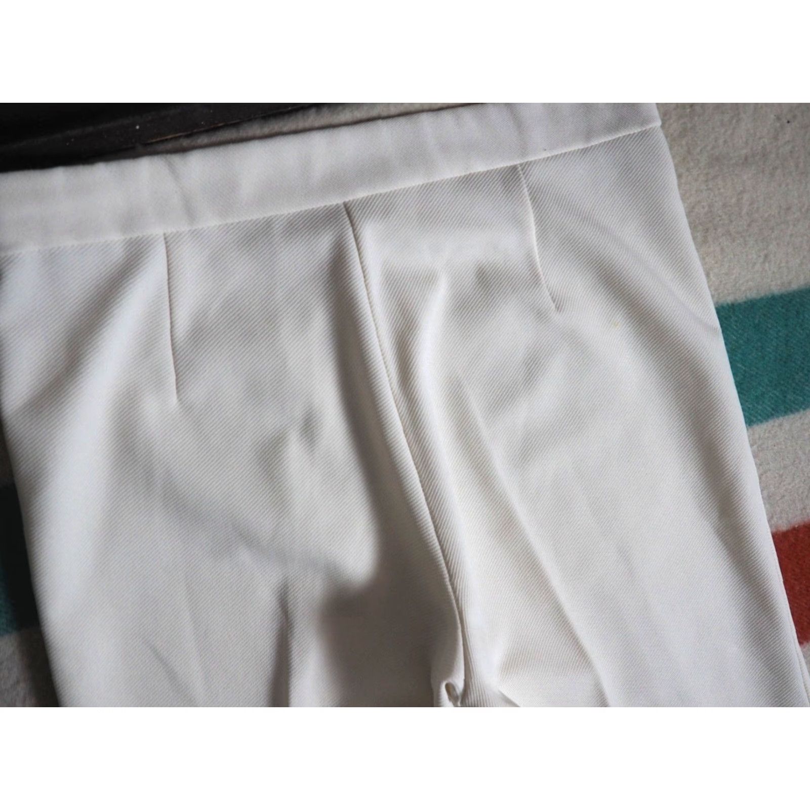Vintage VTG 70s Jack Winter Double Knit Cream Ivory Hippy Disco Poly 35x30 Slacks Pants Size US 35 - 4 Thumbnail