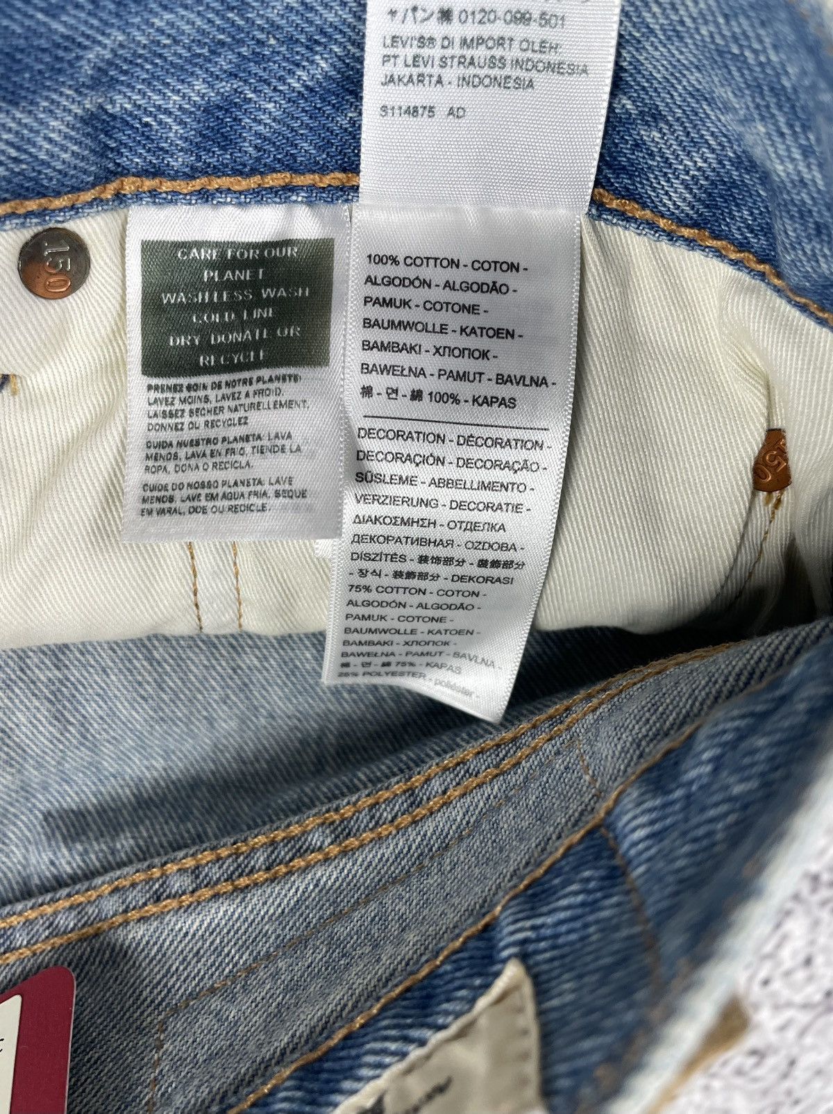 Levi's Levi’s 501 150th W32 L34 Destroyed Jeans Blue Straight Fit Size US 34 / EU 50 - 17 Thumbnail
