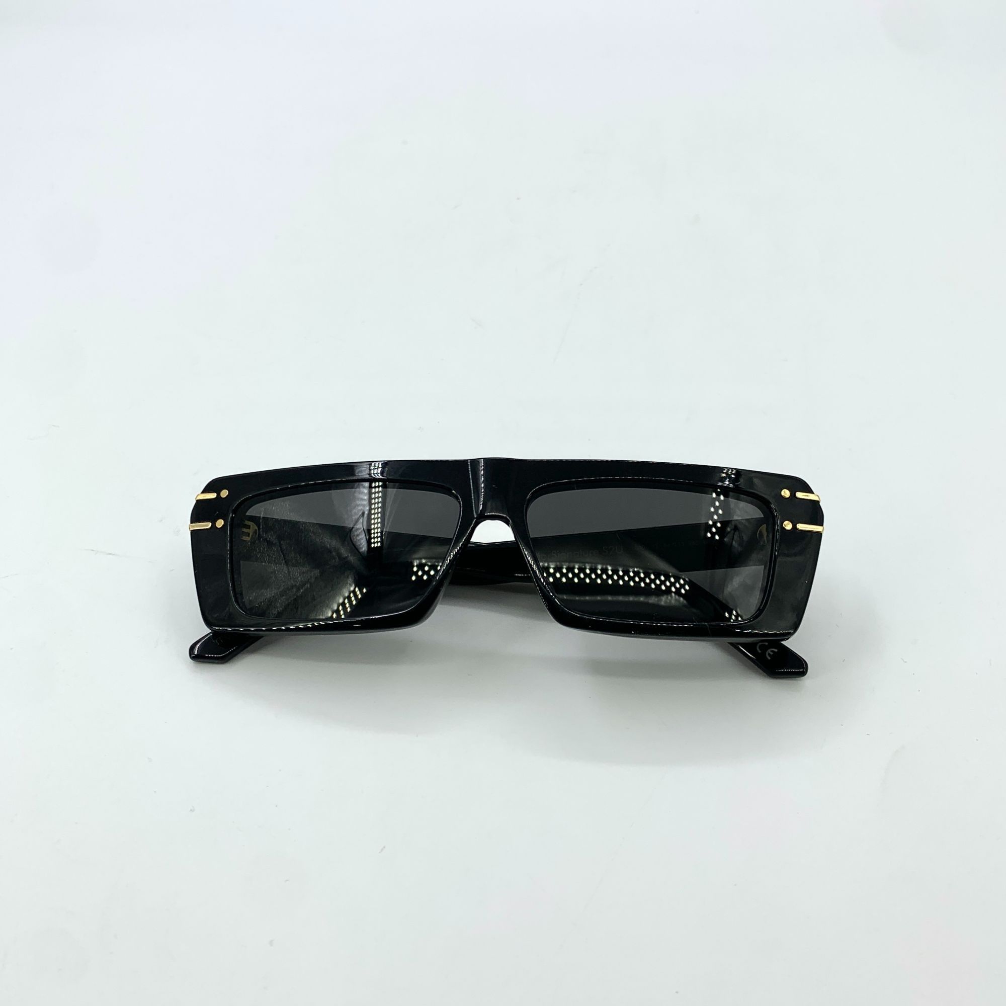 Dior Christian Dior Black & Gold Rectangular Sunglasses With Case Size ONE SIZE - 6 Thumbnail