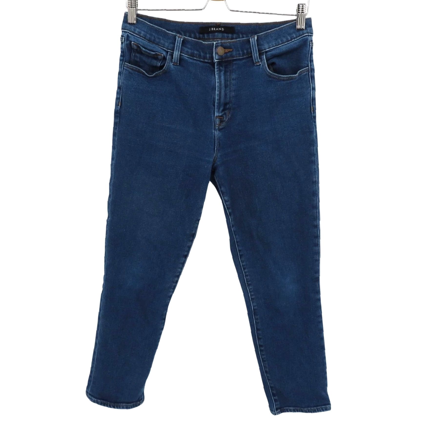 J Brand J Brand Women 28 Rugby High Rise Crop Jeans JB001144 Solid Blue Denim Pockets Size 28" / US 6 / IT 42 - 2 Thumbnail
