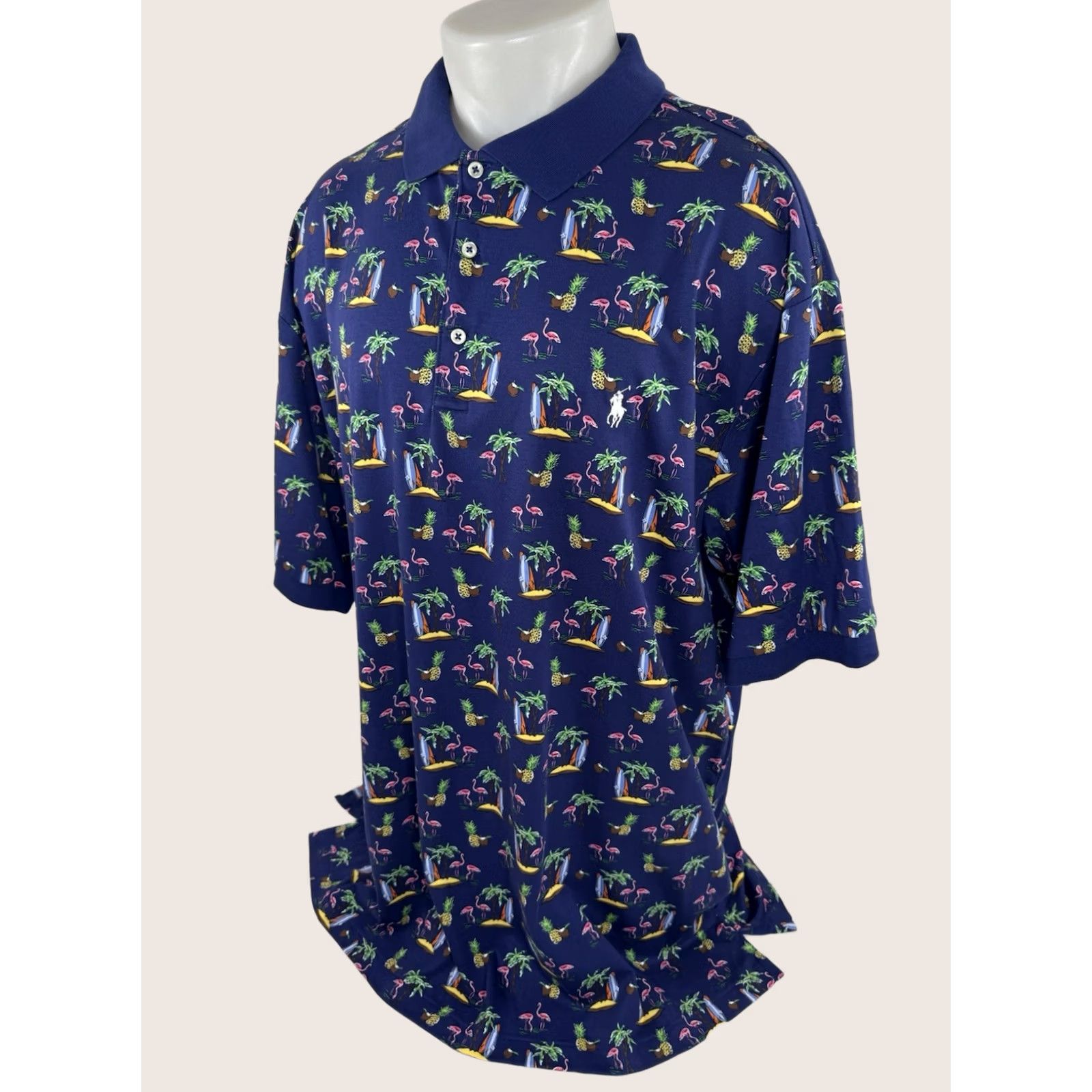 Polo Ralph Lauren Polo Ralph Lauren Polo Shirt Flamingo Hawaiian Surfer Aloha 2XLT Blue Mens Big & Tall Size US XXL / EU 58 / 5 - 1 Thumbnail