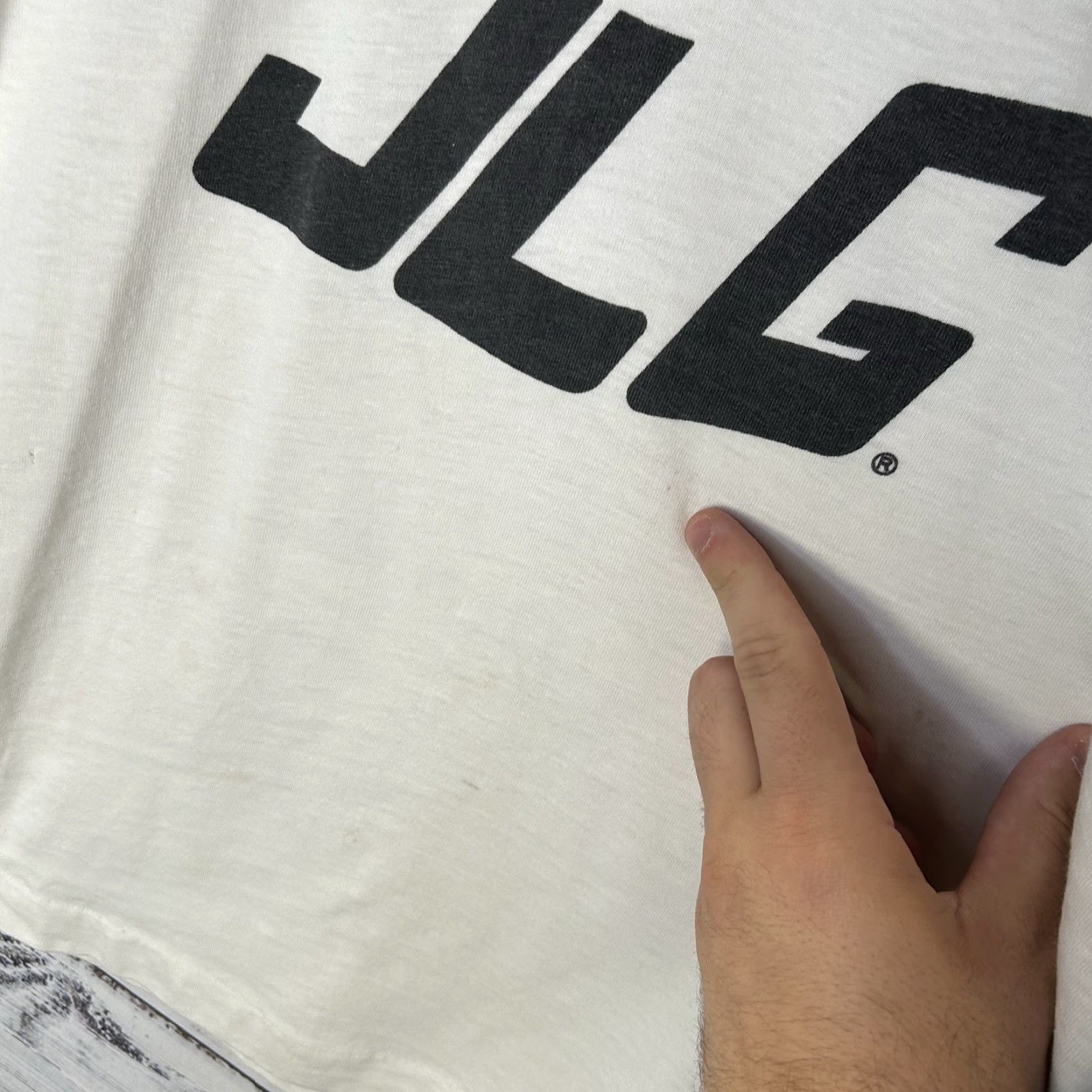 Champion Vtg 80s JLG Industries Construction Equipment Paper Thin Ringer T-Shirt Medium Mens Ivory 90s Colorful Champion Shirt Tee (Men) Size US M / EU 48-50 / 2 - 7 Thumbnail