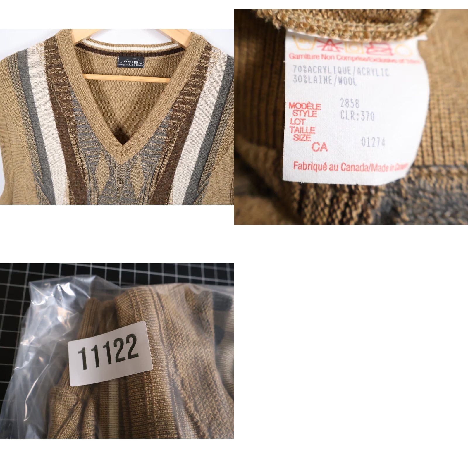 Vintage VINTAGE Cooper Sweater Vest Men's Large Brown Gray V-Neck Knit VTG Size US L / EU 52-54 / 3 - 8 Thumbnail
