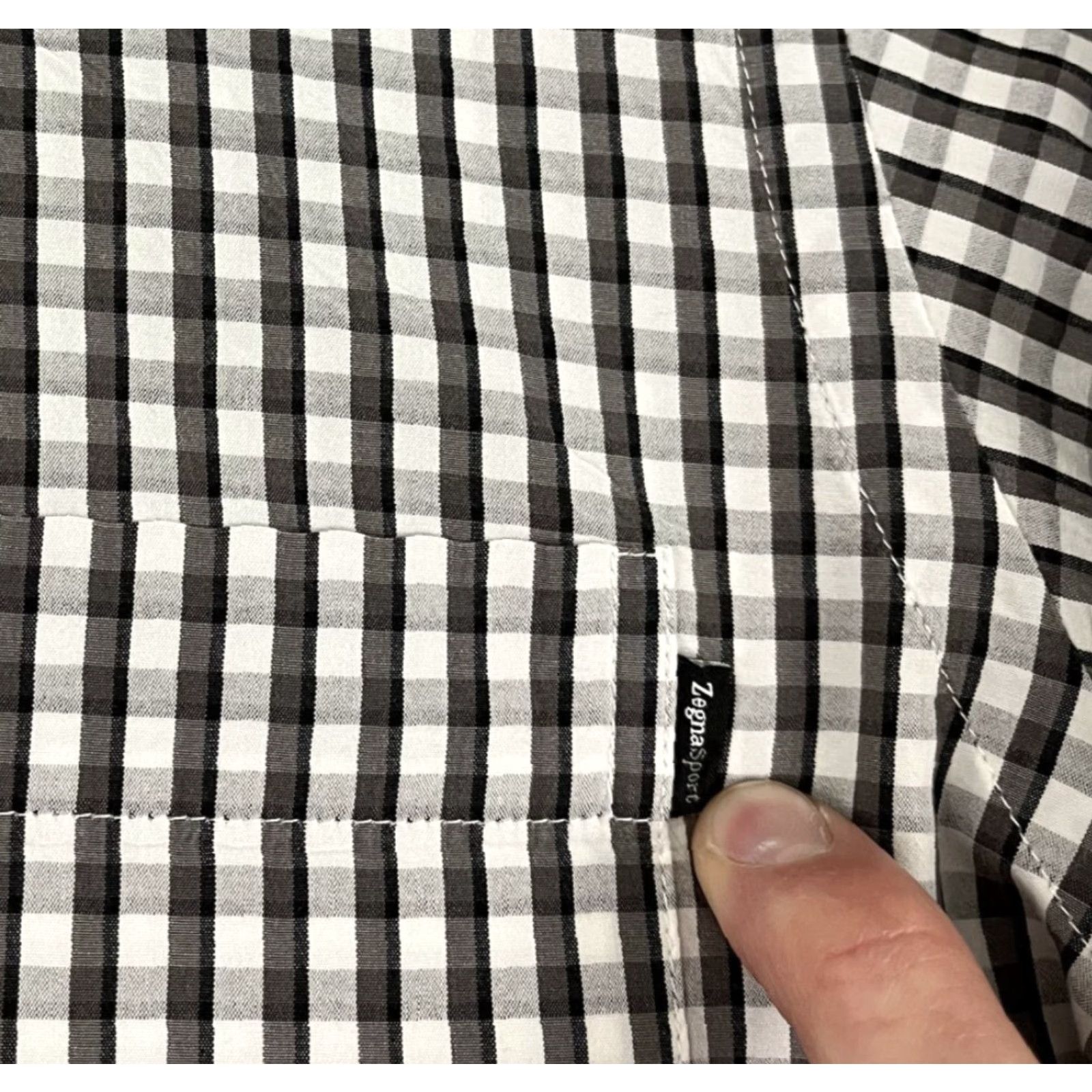 Ermenegildo Zegna Ermenegildo Zegna Sport Shirt Mens XL Regular Monochrome Gray Plaid Button Down Size US XL / EU 56 / 4 - 2 Thumbnail
