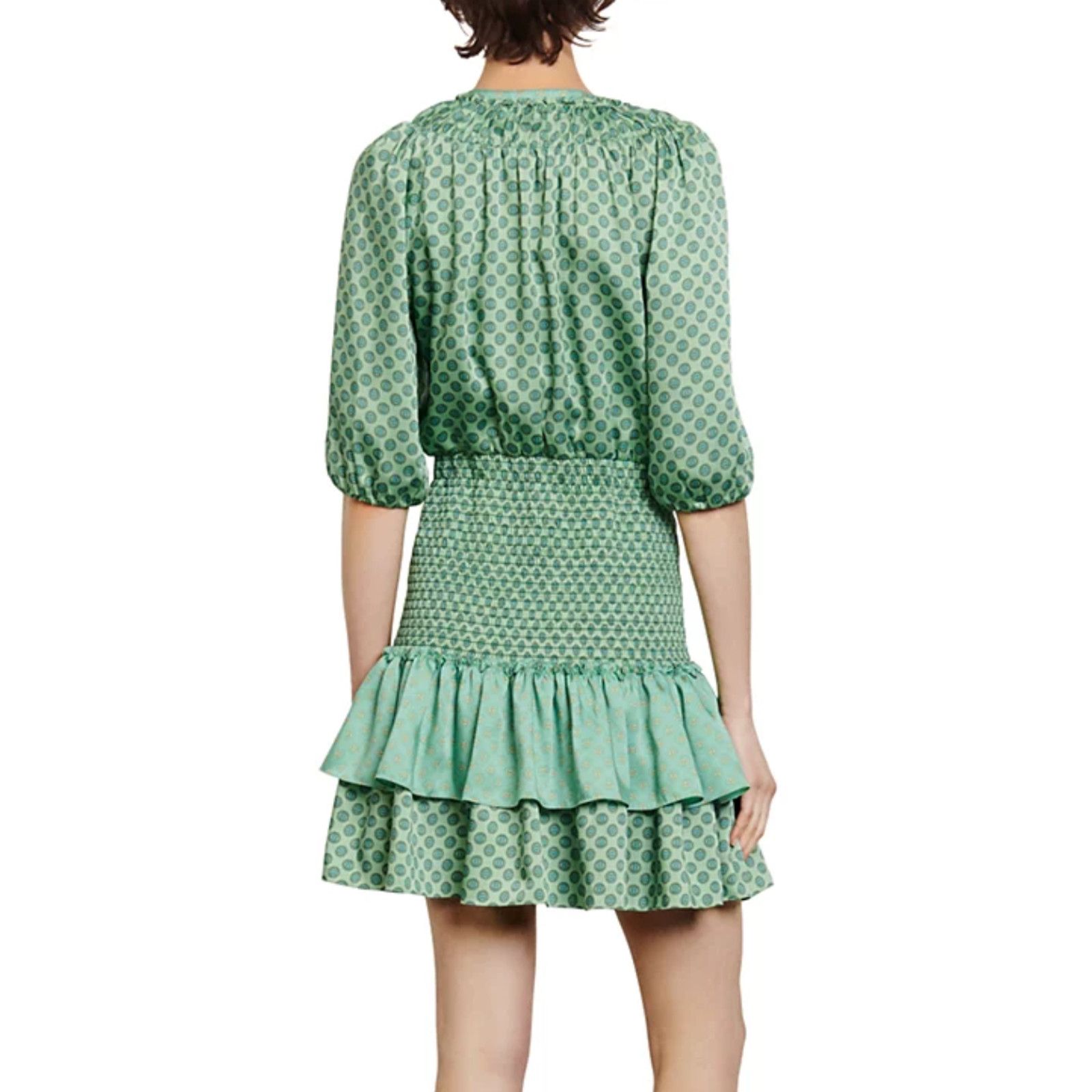 Sandro Sandro Women Sivan Smocked Mini Dress Menthe Size 42/10US Size L / US 10 / IT 46 - 8 Thumbnail