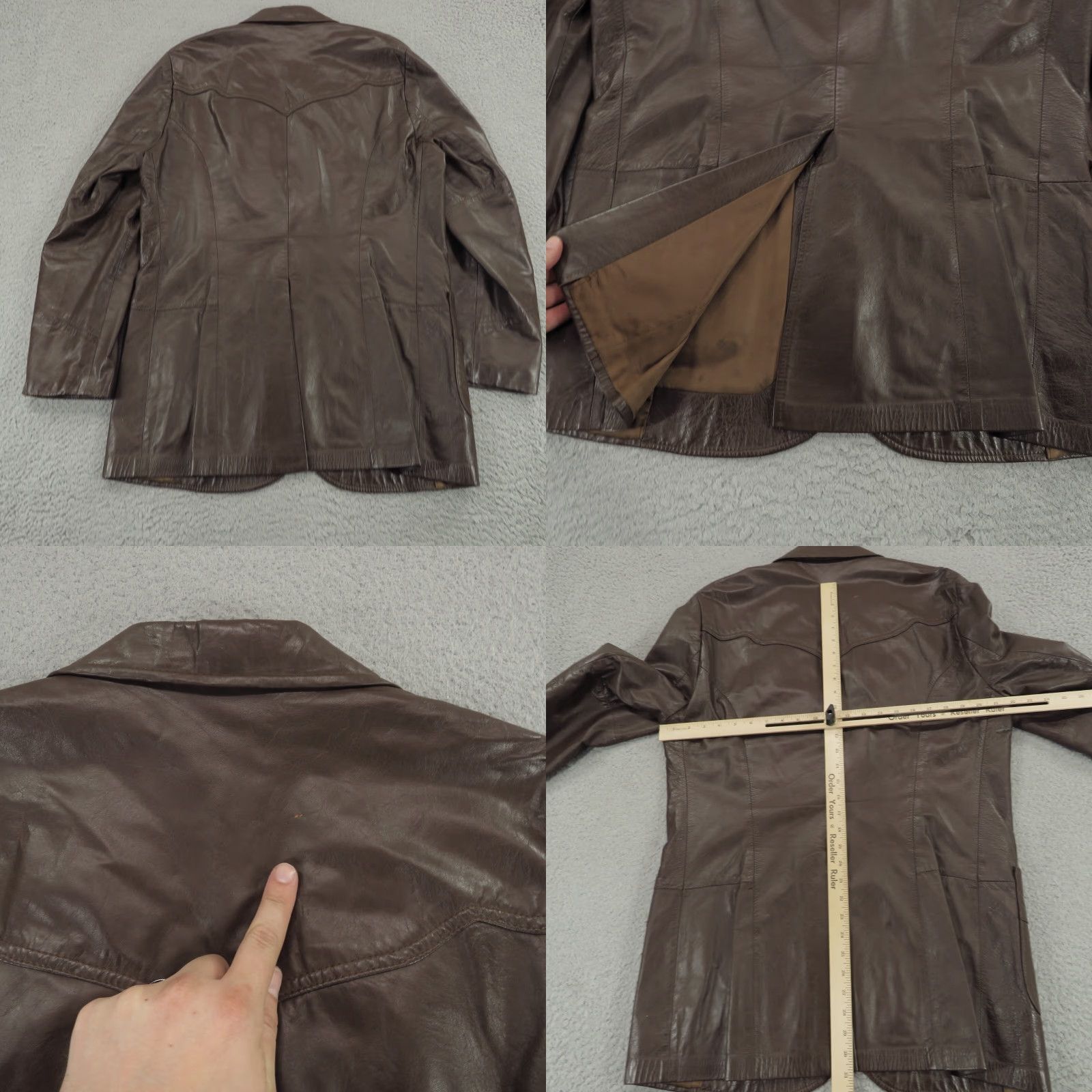 Vintage VINTAGE Pioneer Wear Jacket Mens 44L Brown Leather Western Blazer Vent Coat USA Size 44R - 8 Thumbnail