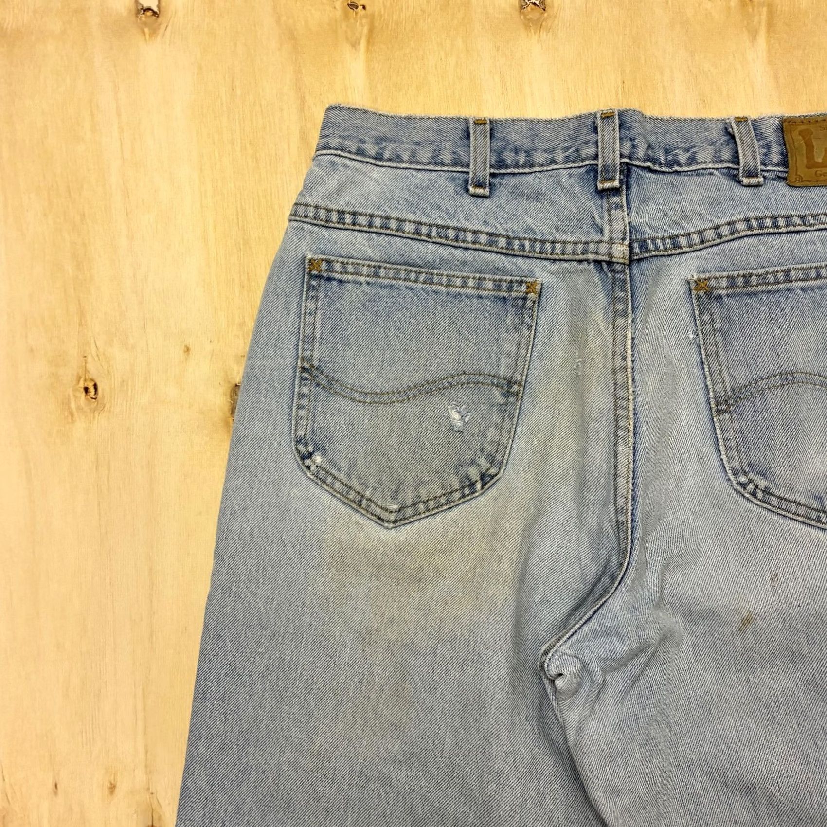 Lee Lee Jeans Mens 34x32 Regular Straight Light Wash Blue Denim Distressed Casual Size US 34 / EU 50 - 6 Thumbnail