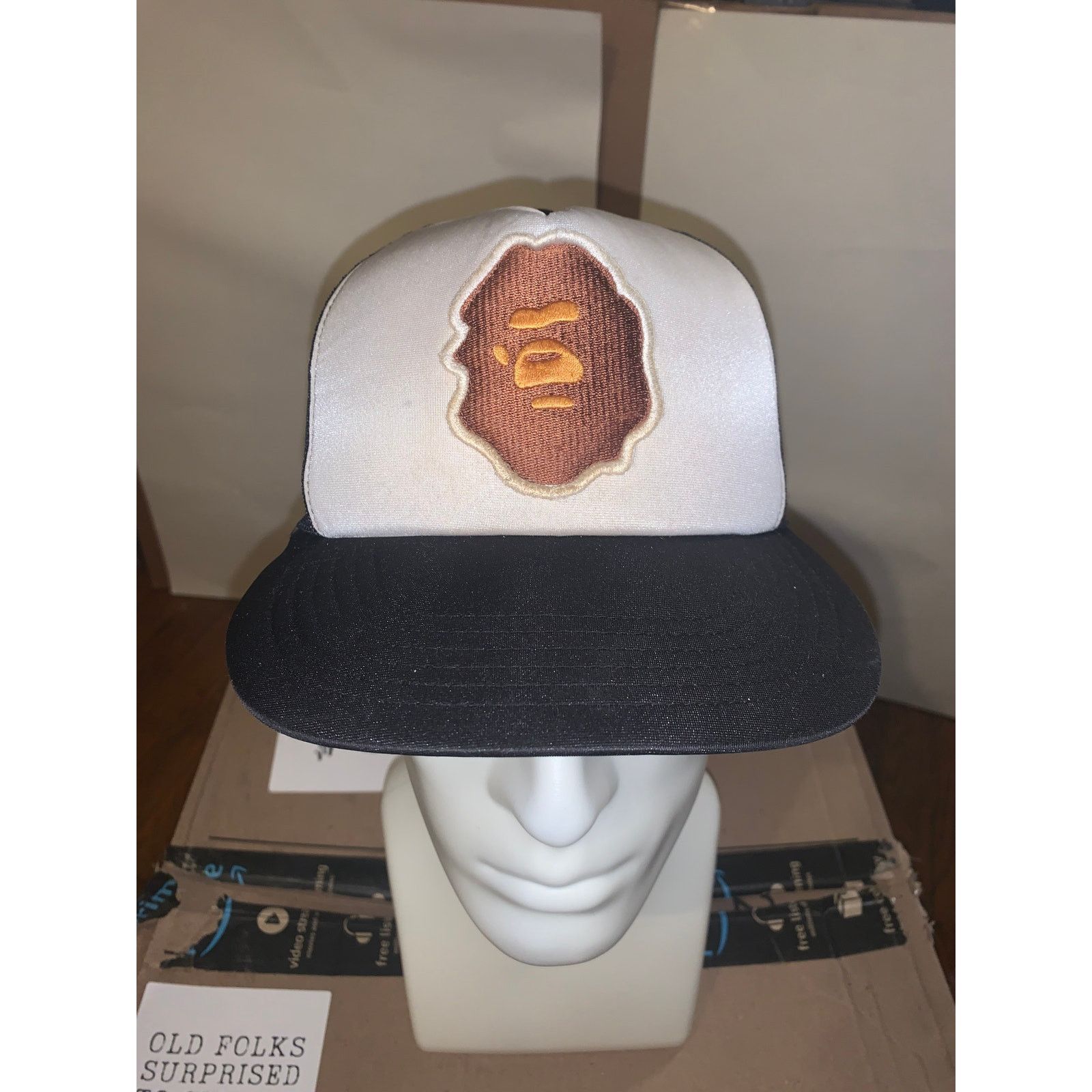 Bape × Vintage Vtg BAPE Ape Head Trucker Hat White Black NIGO Era Japan Cap Size ONE SIZE - 1 Thumbnail