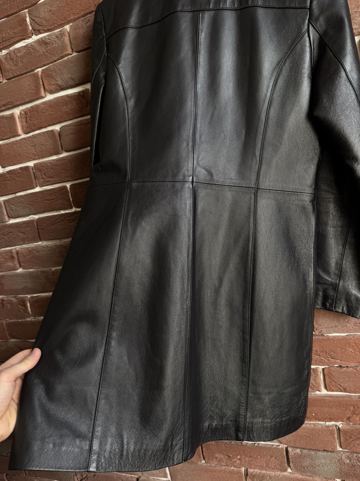 Vintage Rare Vintage Genuine Leather Long Coat Jacket Avant Garde Size L / US 10 / IT 46 - 9 Thumbnail