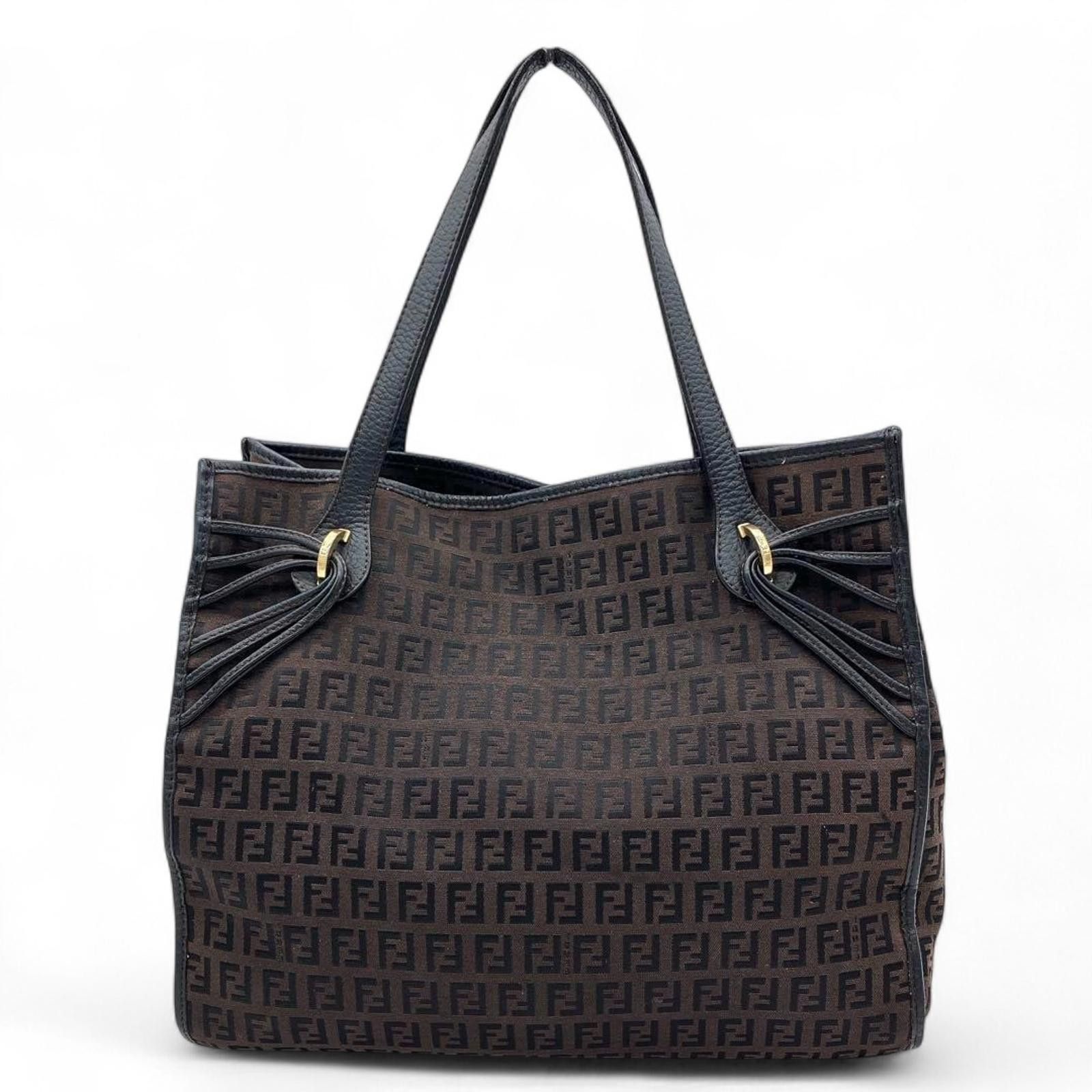 Fendi Fendi - Brown FF Logo Canvas Tote Bag Size ONE SIZE - 2 Thumbnail