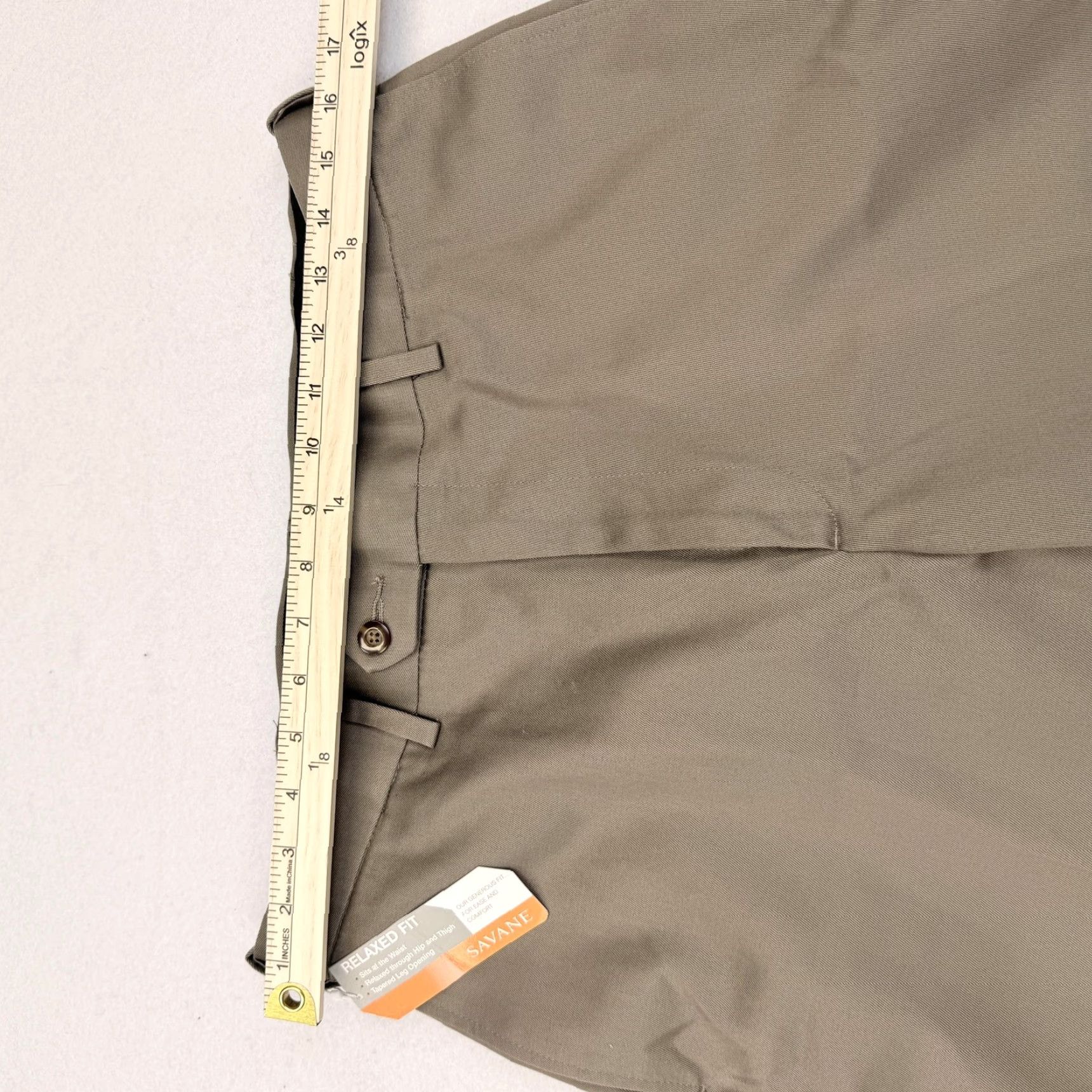 Savane Savane Khakis Pants Mens 32x32 Beige Comfort Waist Luster Twill No Iron Size US 32 / EU 48 - 7 Thumbnail