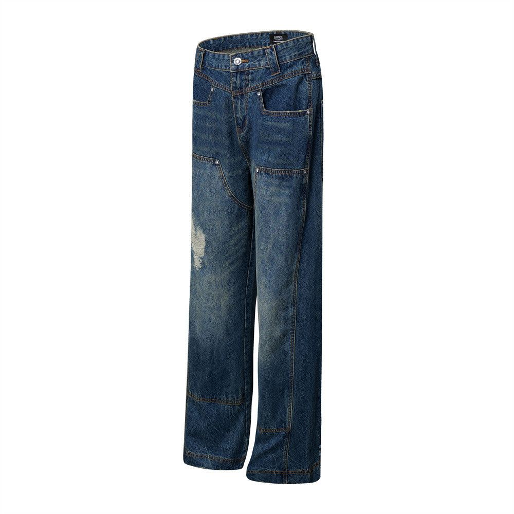 Japanese Brand × Jean Men's street punk patchwork washed ripped jeans y2k Size US 34 / EU 50 - 2 Thumbnail