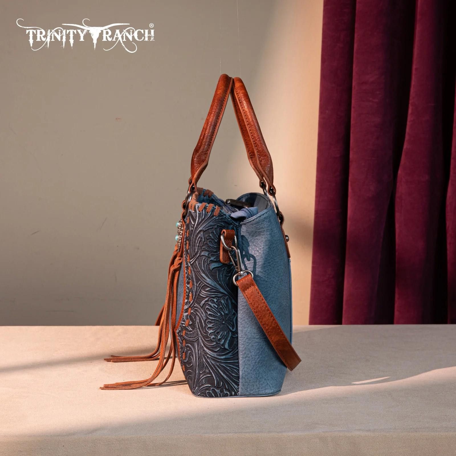 Designer Trinity Ranch Stylish Blue Handbag with Braided Detail Size ONE SIZE - 5 Thumbnail