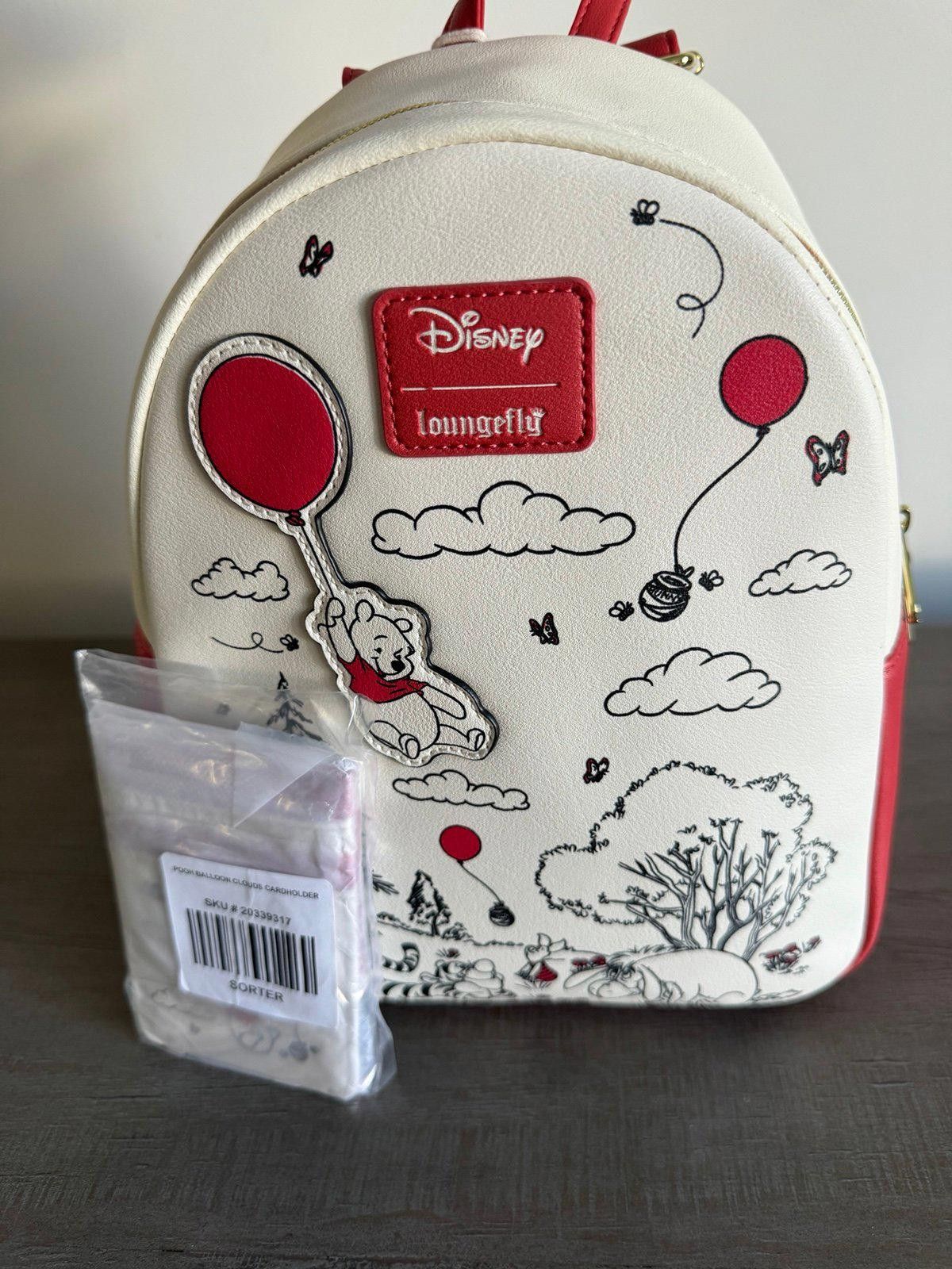 Loungefly Pooh Balloon Clouds Backpack/Cardholder SET
