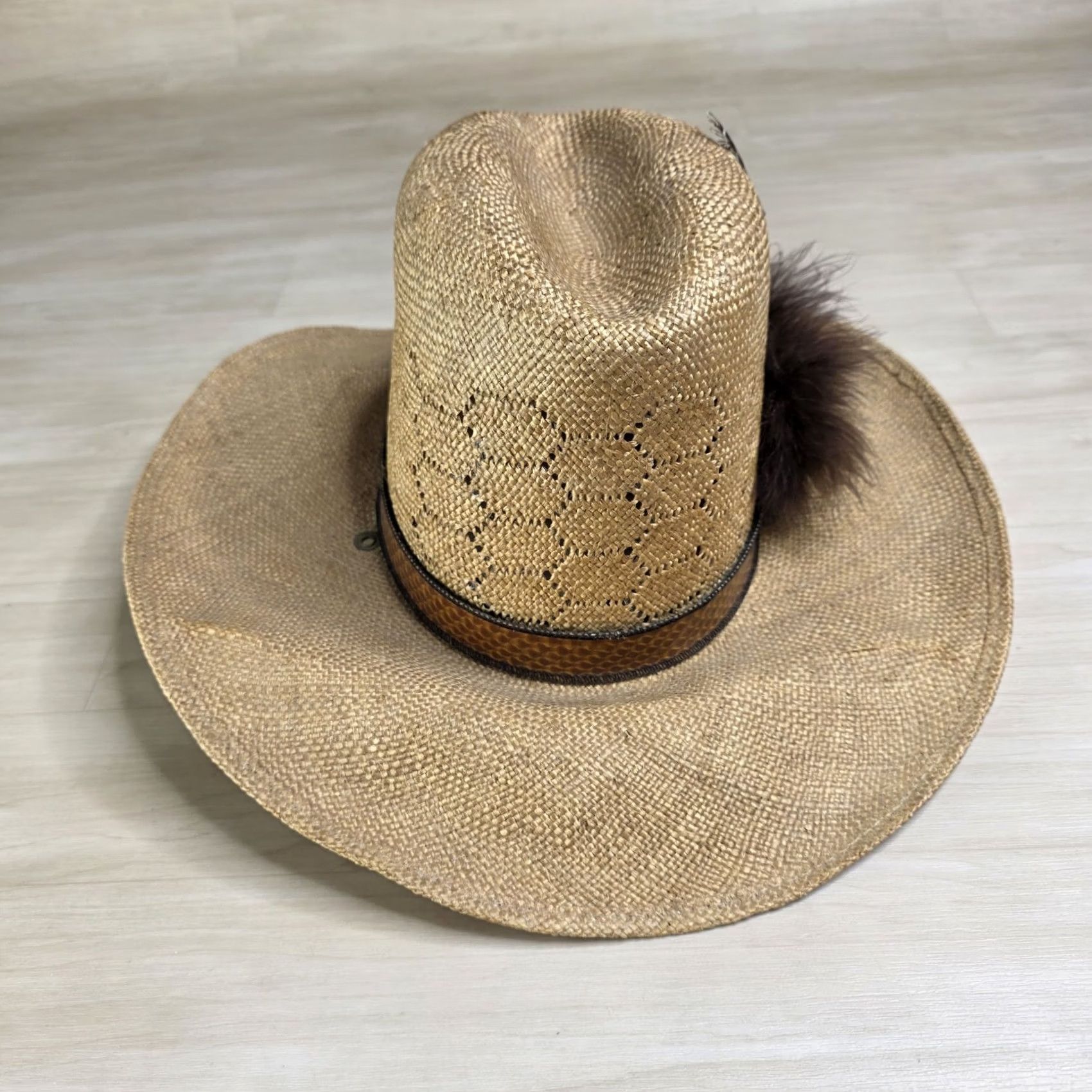 Stetson VINTAGE Stetson Roadrunner Cowboy Hat Size 7 Straw Beige Mens Size ONE SIZE - 5 Thumbnail