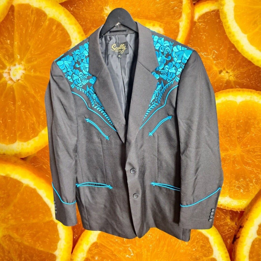 Other Scully Western Blazer Turquoise Floral Embroidery Cowboy Jac Size 44R - 8 Thumbnail